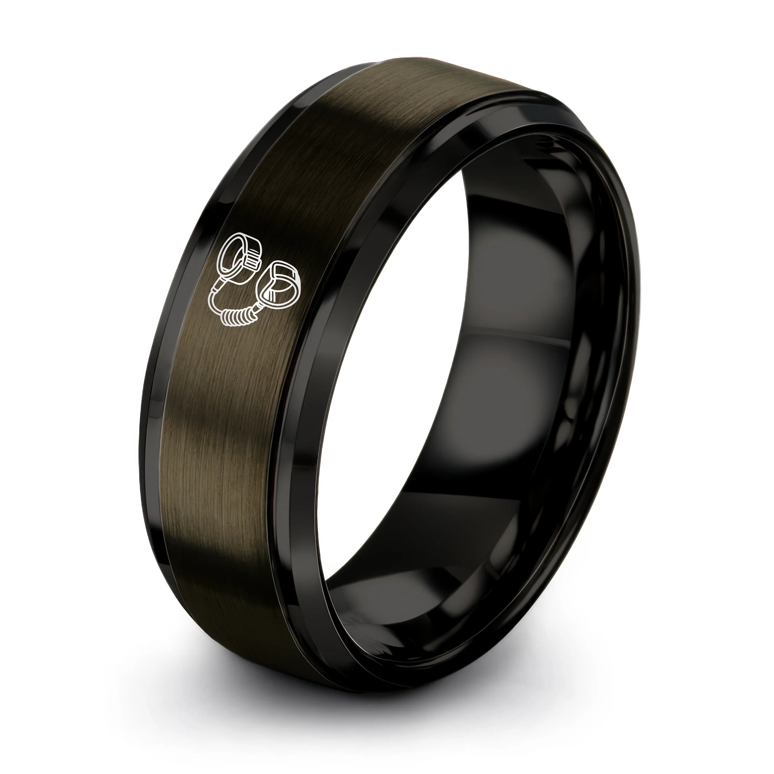 #ring styles_01 - Yellow Gold Black Tungsten