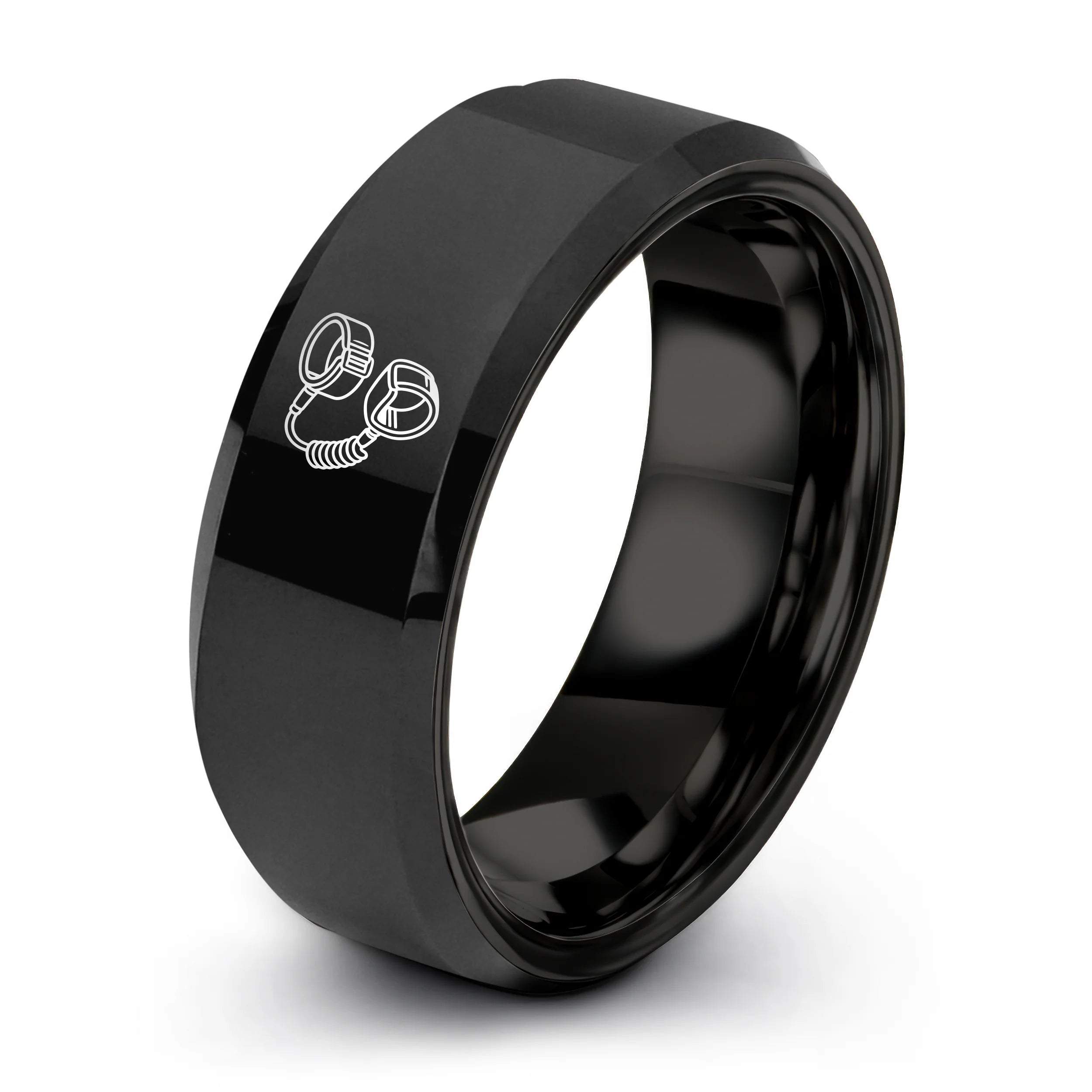 #ring styles_12 - Yellow Gold Black Tungsten