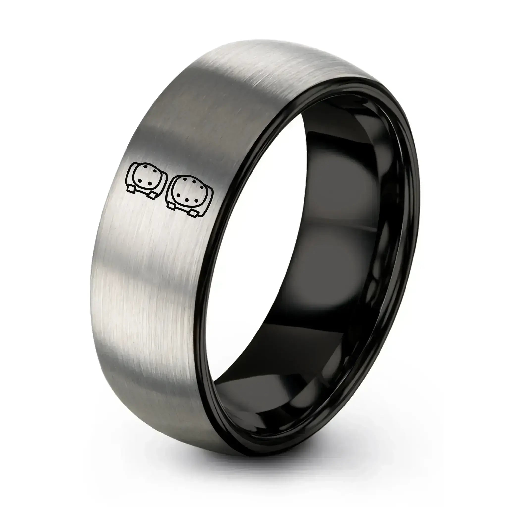 Engagement Rings Sets His And Hers – black & gray tungsten roller derby ring
