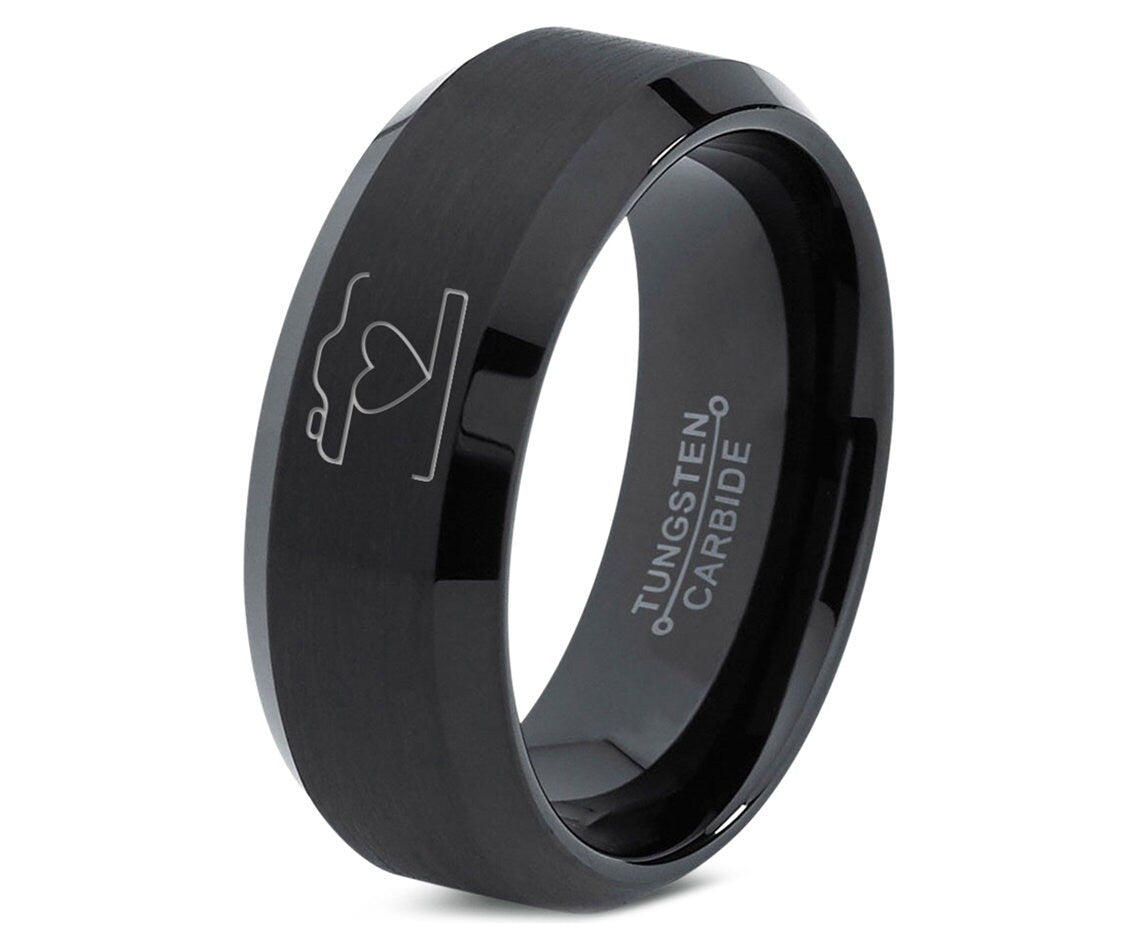 Photographer Gifts,Camera Ring,Dark Black Wedding Band,Engagement Ring Tungsten,Mens Promise Band,Wedding Anniversary Gifts,Gifts For Her