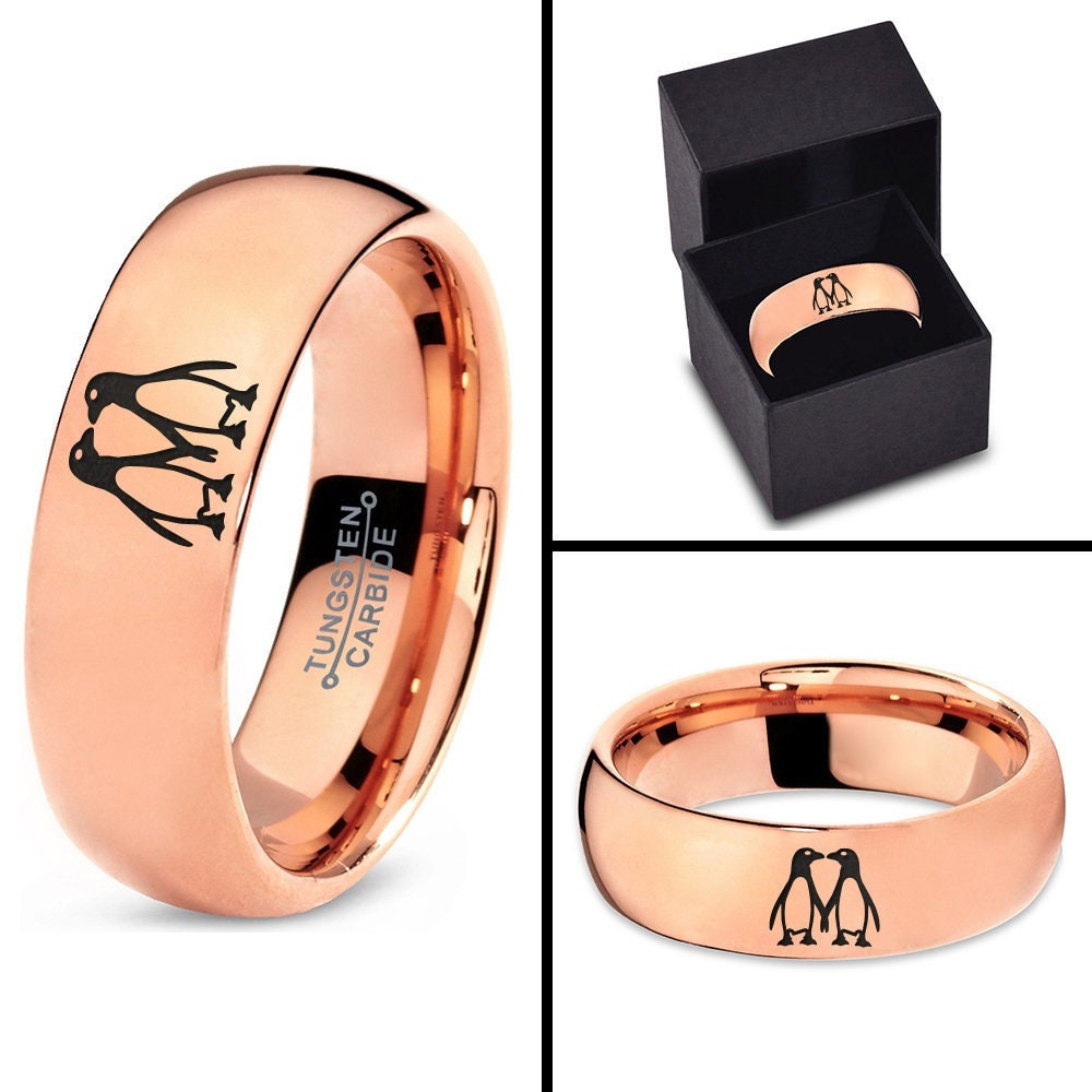 Penguin Ring | Jewelry Wedding Rings For Women | Rose Gold Tungsten Rings For Men | Adjustable Ring | Promise Ring | Valentine Day Dift