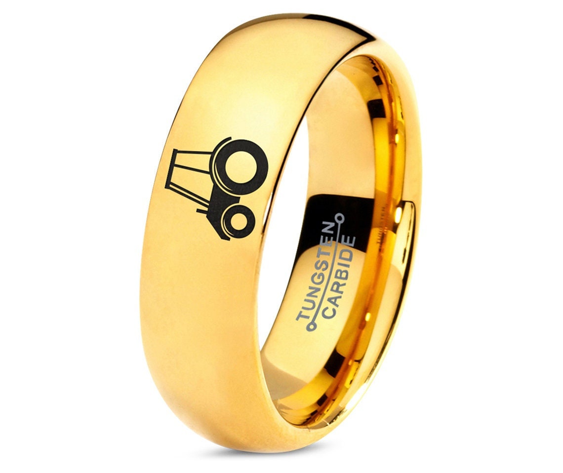 Personalized Tractor Ring | Gift For Driver | Gold Wedding Bands For Him | Tungsten Ring | Birthday Gifts For Husband | Best Friend Gift