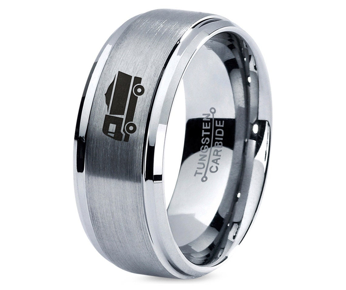 Driver Gifts,Dump Truck Ring,Gifts For Him,Mens Tungsten Ring,Gifts For Friends,Personalized Gifts For Dad,Gifts For Boyfriend,Couples Gift