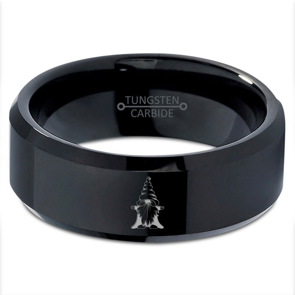 Christmas Gnome Ring, Mens Tungsten Wedding Bands Black, Nice Tungsten Band, Anniversary Gifts, Promise Ring For Couples, Gifts For Parents