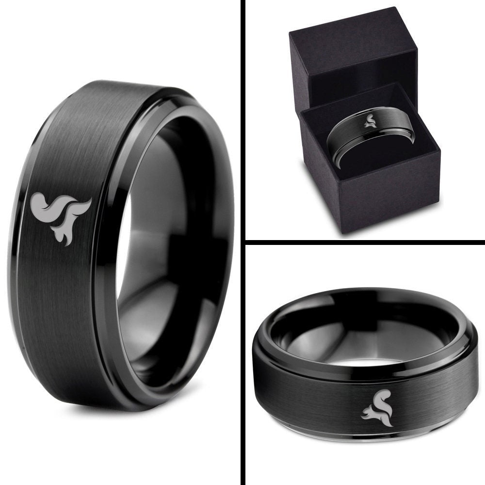 Squirrel Lover Ring | Ring For Wife | Black Wedding Rings For Men | Tungsten Ring Men | Friend Gifts | Personalized Gifts | Gifts For Mom