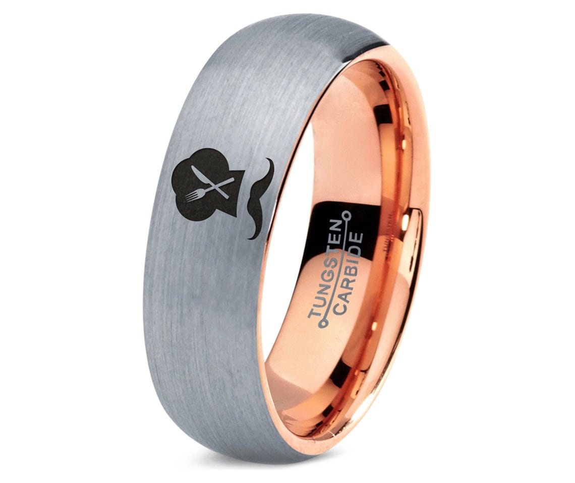 Rose gold Tungsten Ring, Gift For Chef, Spoon Knife Ring, Ring For Her, Promise Ring For Girlfriend, Chef Dad Gift Idea, Gifts For Him