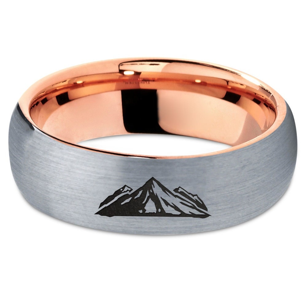 Personalized Gifts, Adventure Mountain Ring, Gifts For Men, Anniversary Gifts, Mens Tungsten Ring, Ring For Women, Engagement Ring