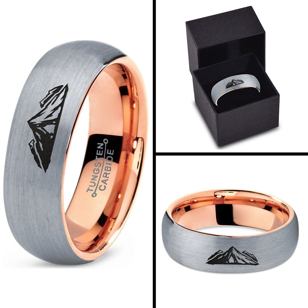 Personalized Gifts, Adventure Mountain Ring, Gifts For Men, Anniversary Gifts, Mens Tungsten Ring, Ring For Women, Engagement Ring