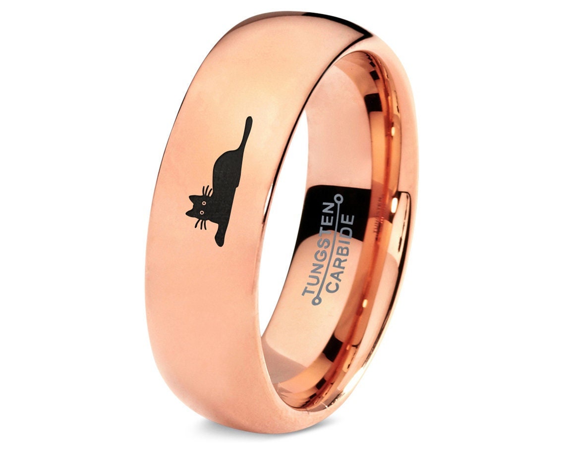 Personalized Gifts, Pet Animal Cat Ring, Gifts For Men, Rose Gold Wedding Band, Men's Tungsten Ring, Gifts For Women, Engagement Gifts