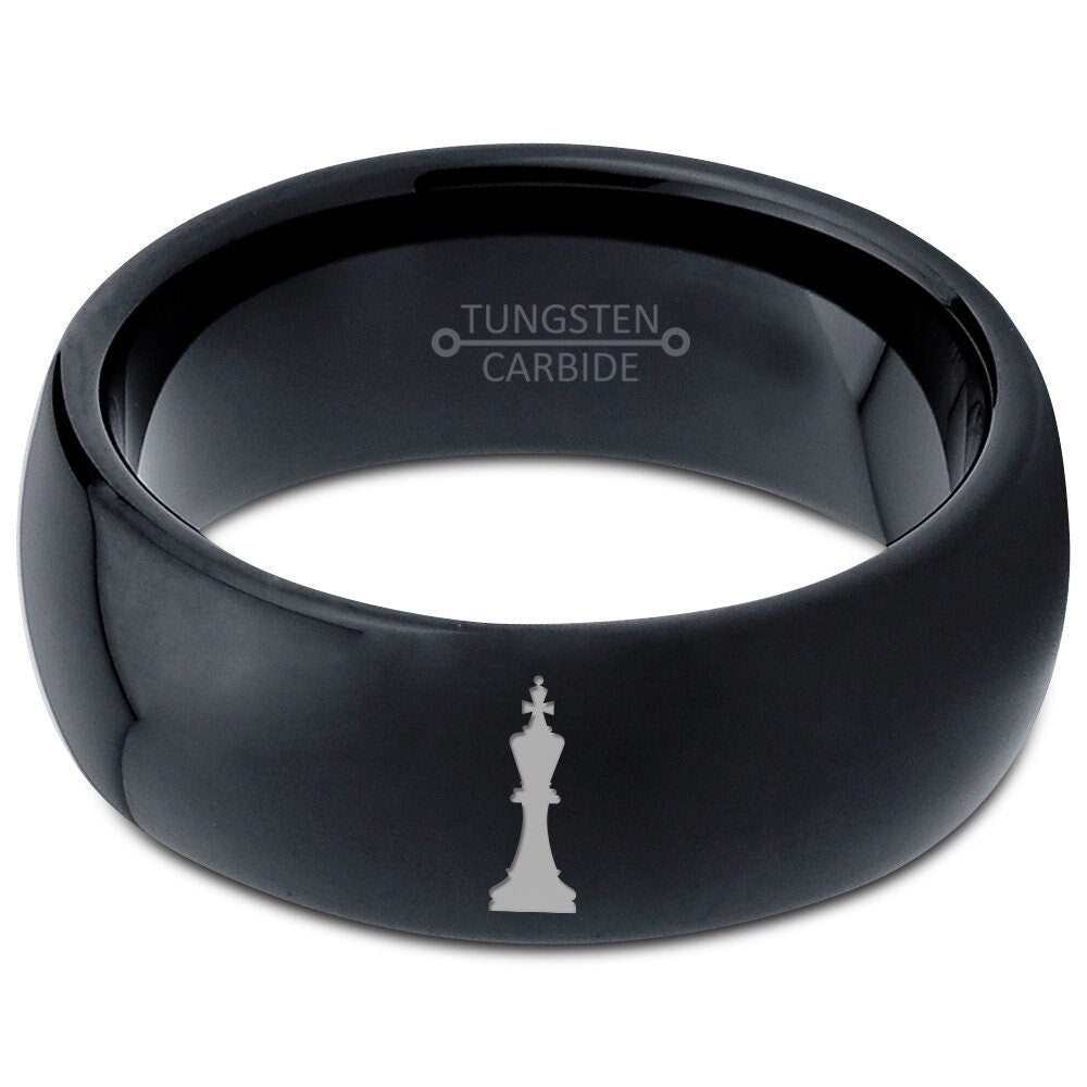 Chess King Wedding Rings | Chess Jewelry Ring | Mens Tungsten Rings | Gifts For Her | Gifts For Him | Engagement Gifts | Free Shipping