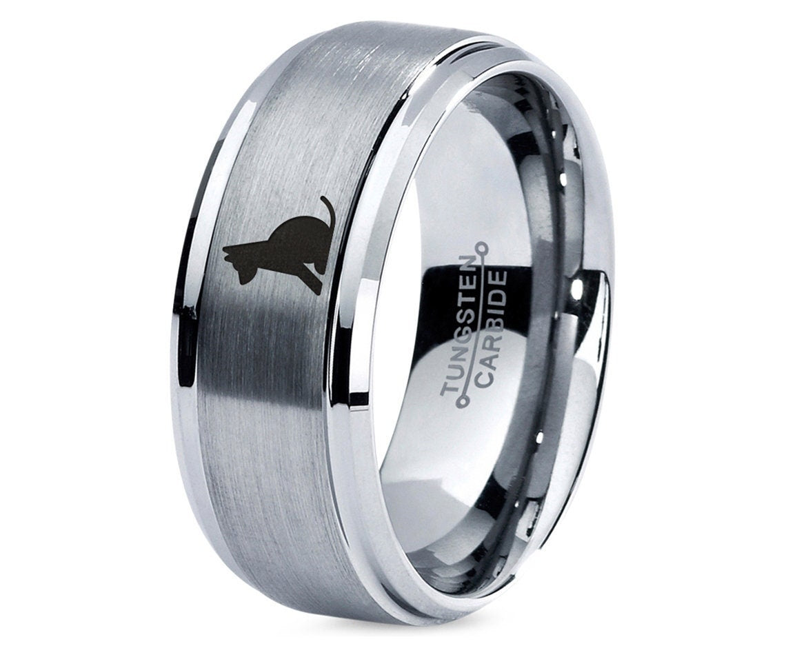 Dog Pup Ring - Men's Wedding Band - Tungsten Band Rings For Women - Best Gifts For Her - Mom Gift - Cute Gifts For Him - Fathers Day Gifts
