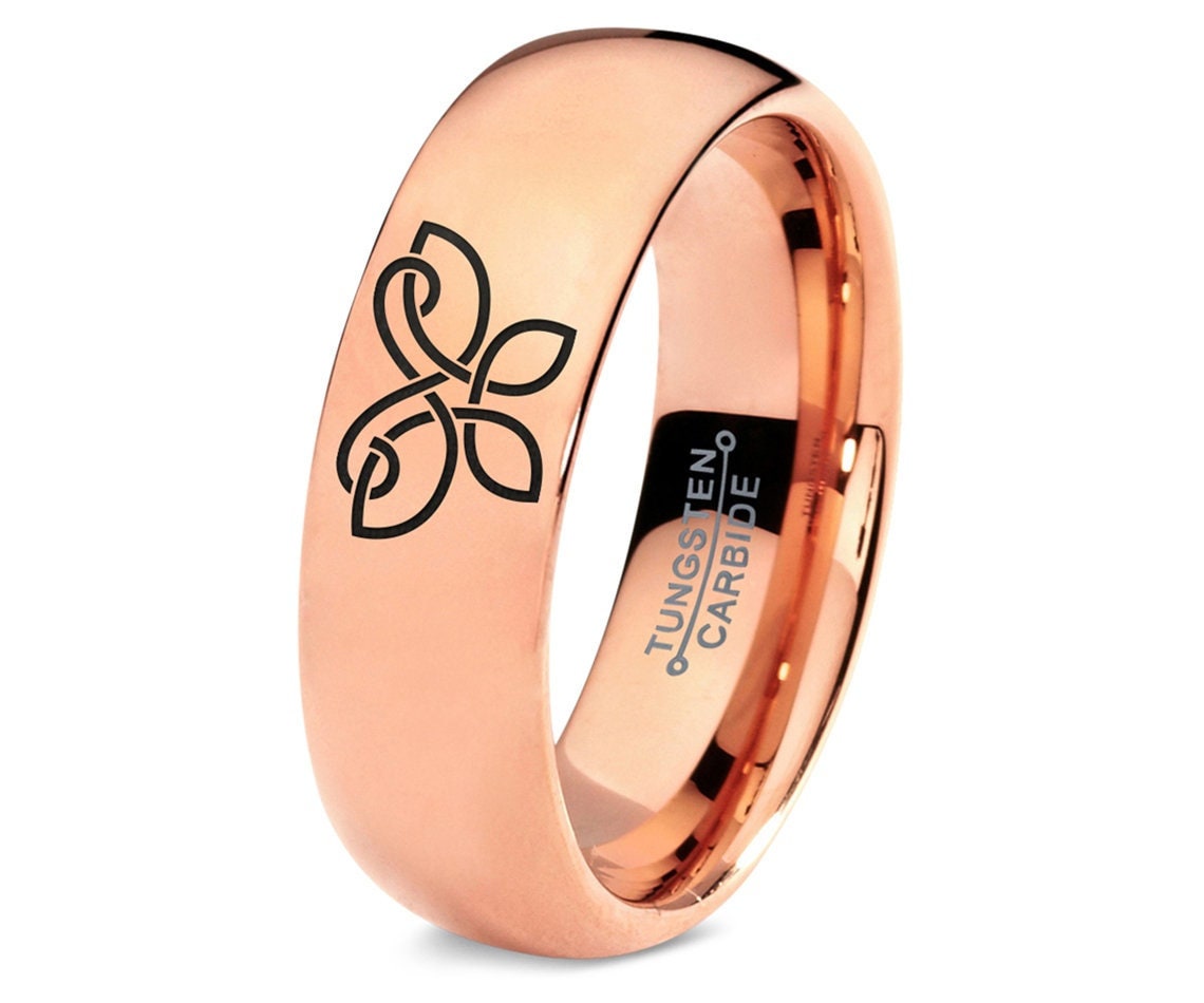 Engraved Butterfly Ring - Mens Wedding Band Rose Gold - Rose Gold Tungsten Band - Promise Ring For Daughter - Birthday Gift For Men