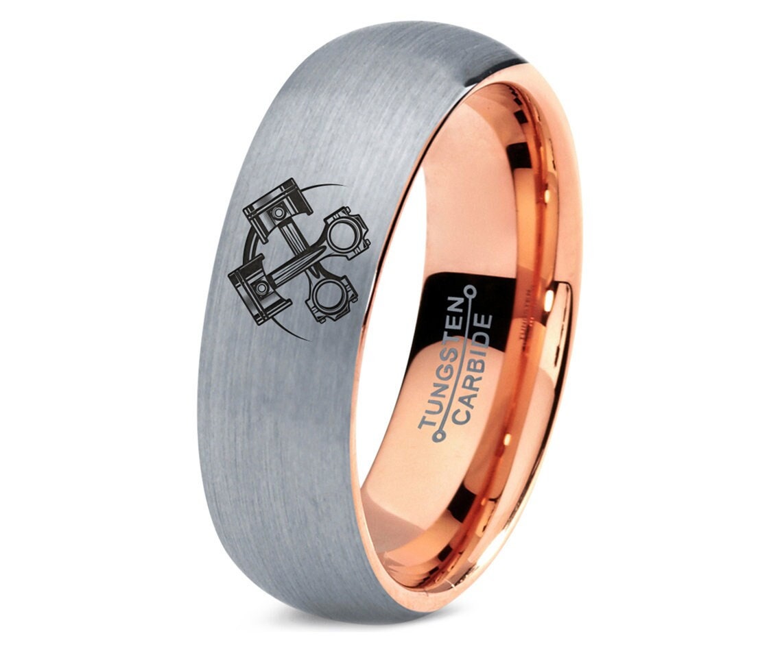 Piston Ring - Gift For Mechanic - Rose Gold Ring - Male Wedding Band - Gray Engagement Ring - Gifts For Her - Mens Ring - Anniversary Gifts