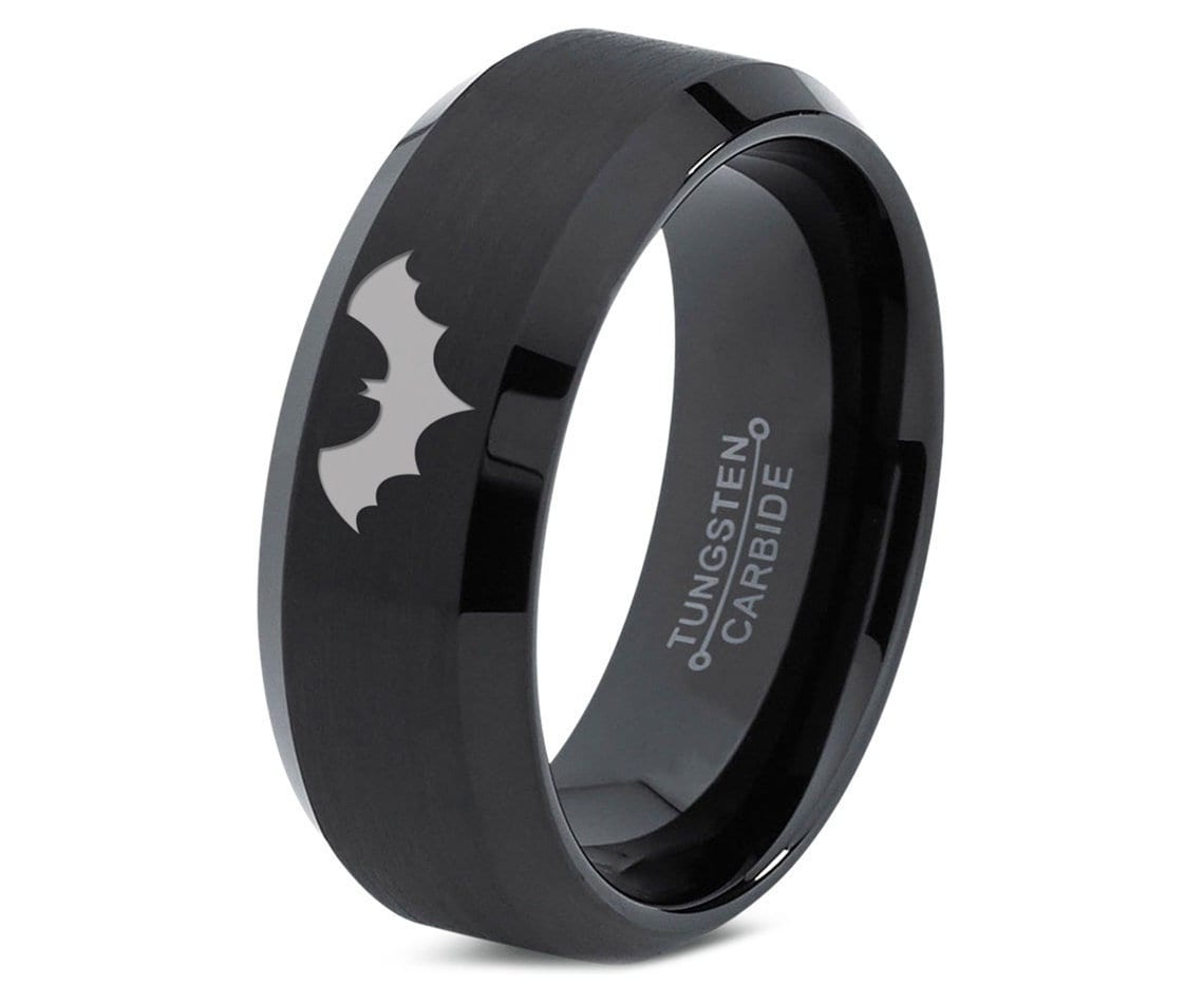 Vampire Flying Bat Ring, Black Wedding Rings, Tungsten Rings For Women, Anniversary Gift For Her, Personalized Gifts, Gifts For Him