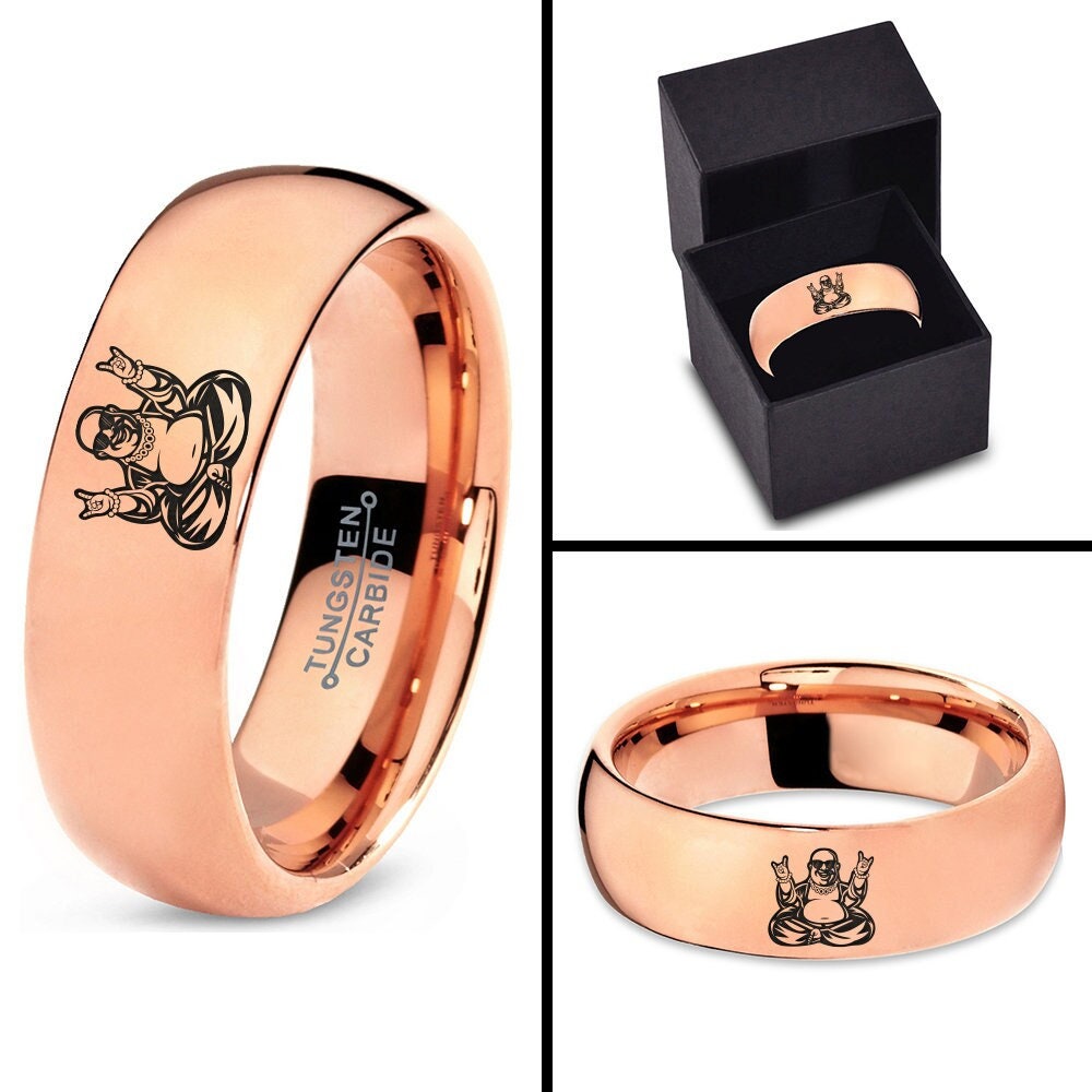 Rose Gold Tungsten Ring,Yoga Ring,Buddha Ring,Mens Wedding Bands,Gifts For Wife,Gifts For Him,Personalized Gifts,Promise RingGifts For Her