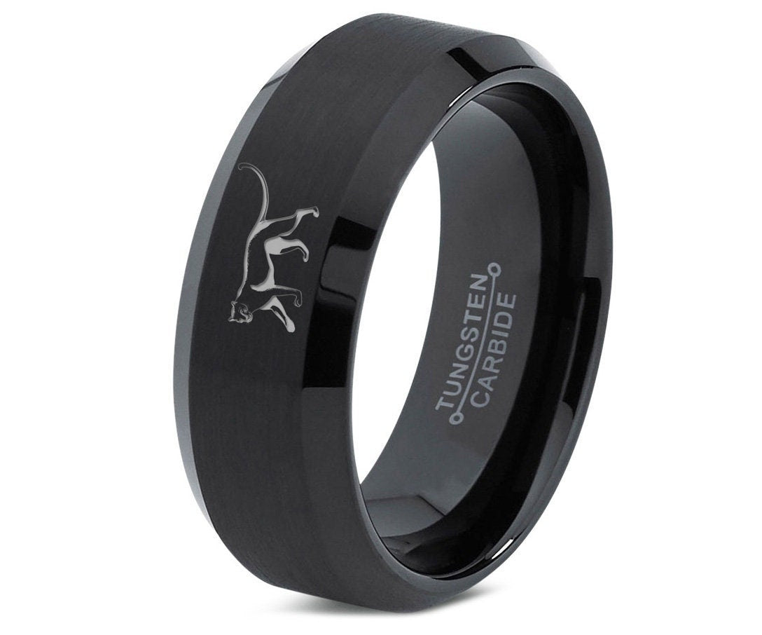 Wild Cat Ring - Panther Ring - Cute Tungsten Ring - Gifts For Mom - Laser Engraved Ring - Birthday Gifts For Women - Boyfriend Gift