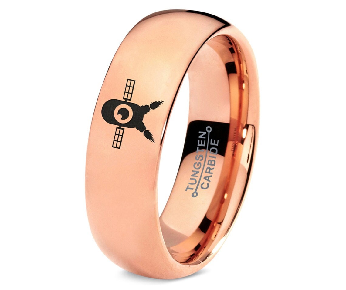 Mens Ring | Funny Satellite Ring | Gifts For Men | Rose Gold Wedding Band | Dome Tungsten Ring | Promise Ring | Customized Gifts