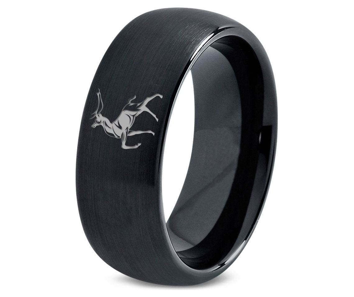 Fancy Tungsten Ring, Animal Deer Ring, Mens Tungsten Ring, Black Tungsten Ring, Engagement Rings For Men, Promise Ring, Gifts For Birthday