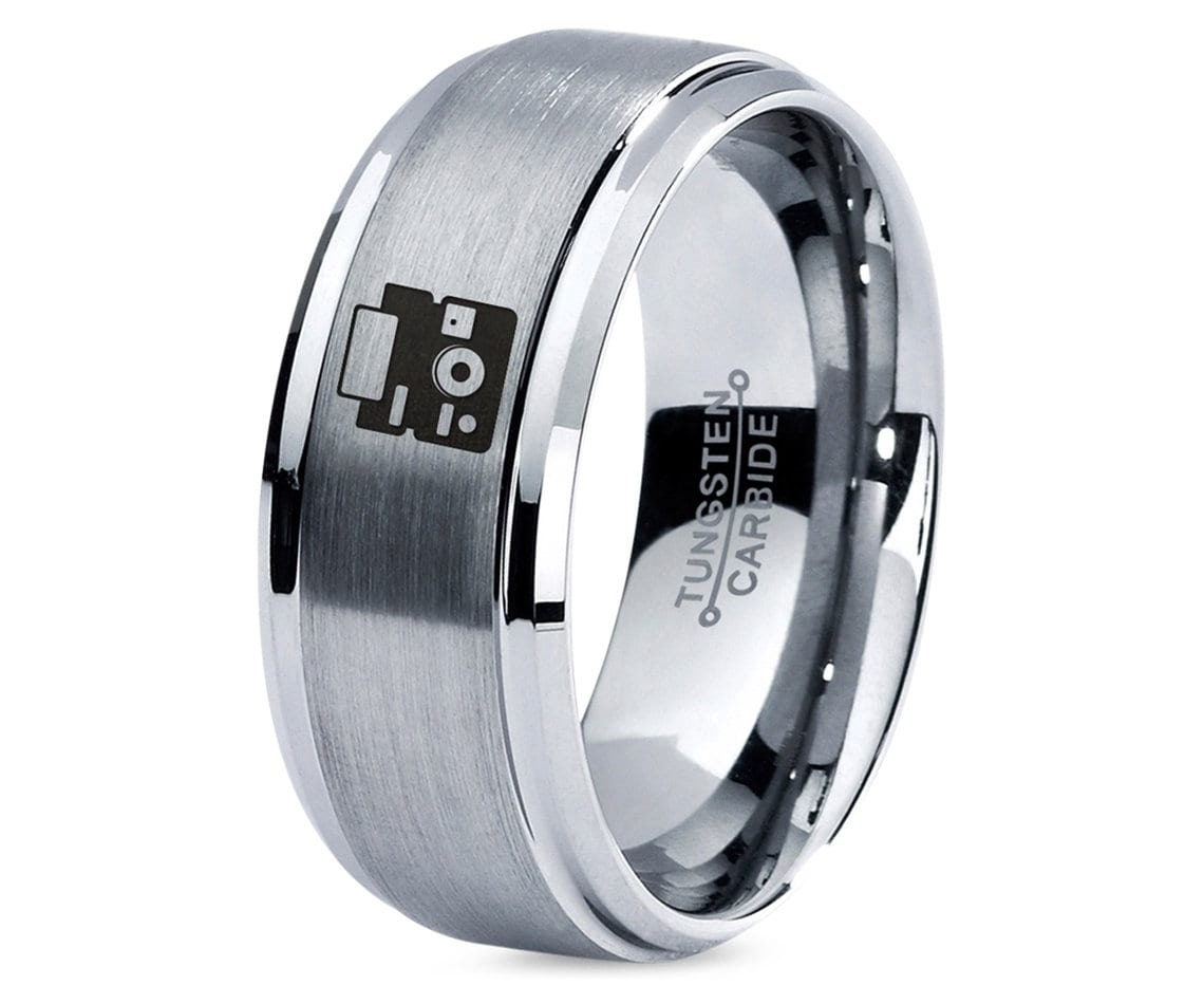 Promise Ring, Polaroid Camera Ring, Silver Wedding Rings For Men, Silver Tungsten Ring, Gifts For Husband, Engagement Rings, Free Shipping