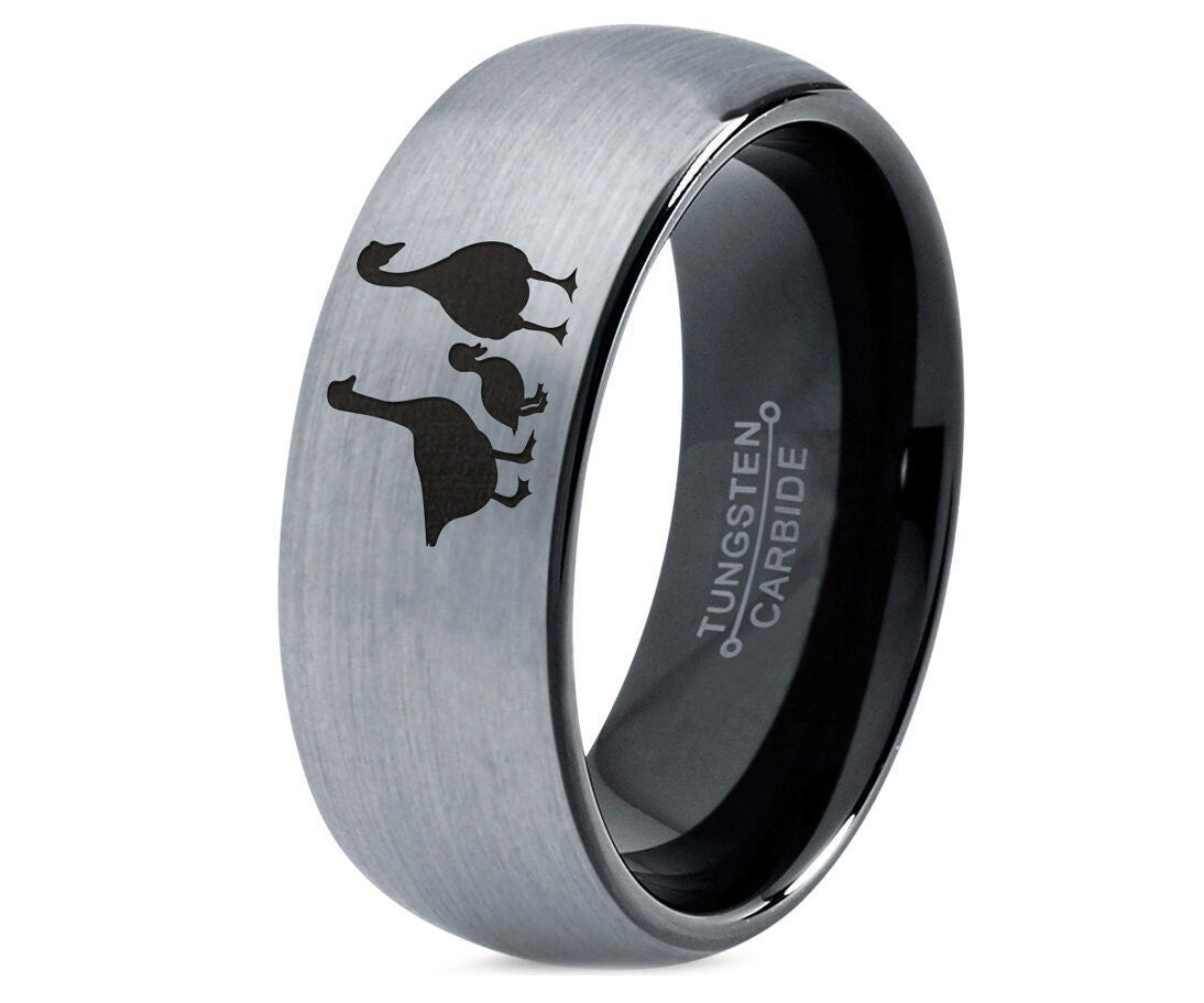 Pet Swan Statement Ring - Tungsten Engagement Ring For Couple - Laser Engraved Ring - Personalized Gift For Him - Gifts For Girlfriend
