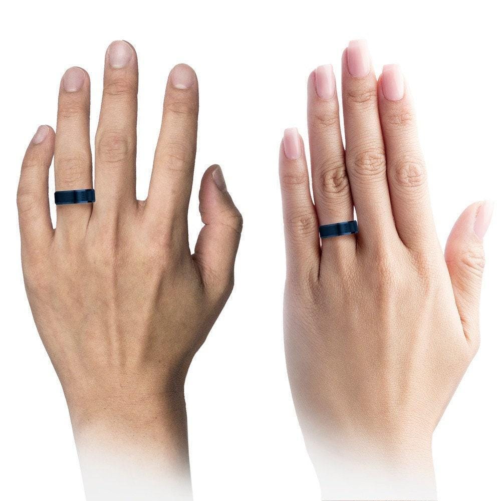 Mens Wedding Band Blue, Tungsten Ring 8mm, Engagement ring, Couple Promise Ring, Rings for Women, Personalized Ring, Birthday Gift For Wife