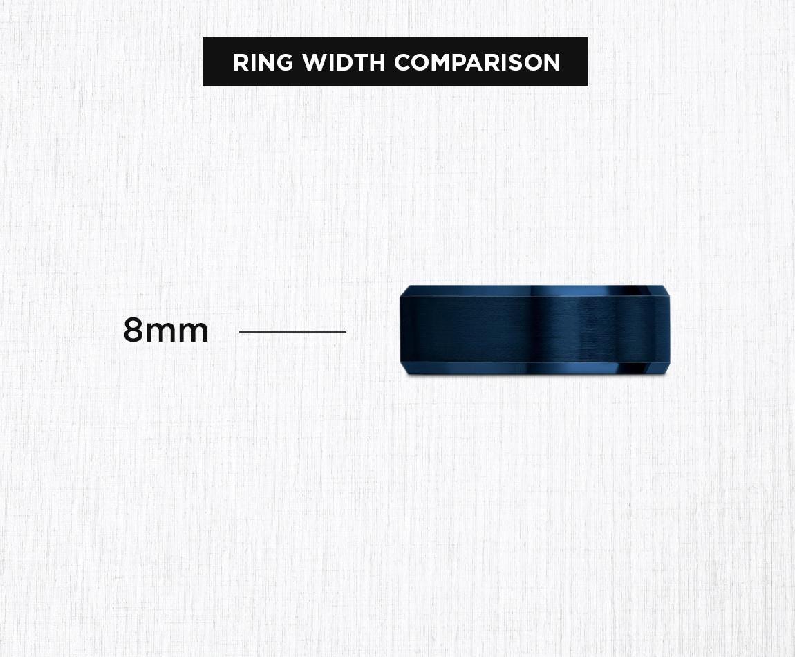 Mens Wedding Band Blue, Tungsten Ring 8mm, Engagement ring, Couple Promise Ring, Rings for Women, Personalized Ring, Birthday Gift For Wife
