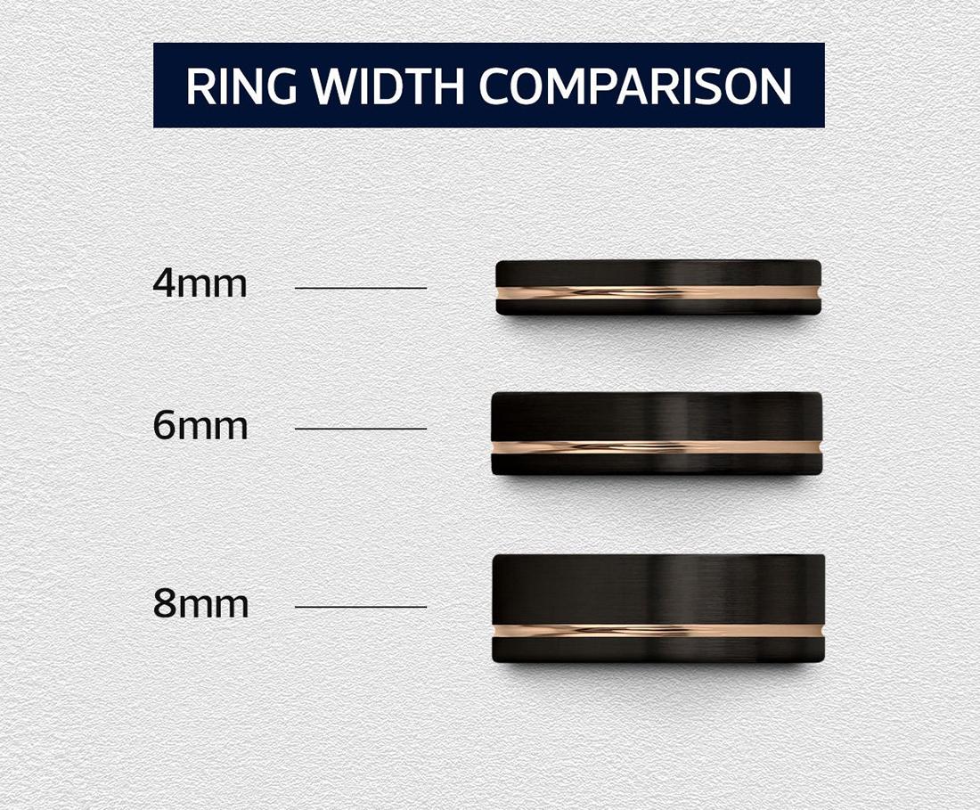 Black Engagement Ring, Flat Cut Wedding Ring Sets His And Hers, Offset Engraved Rose Gold Ring, Christmas Gifts Idea, Gifts For Him Unique