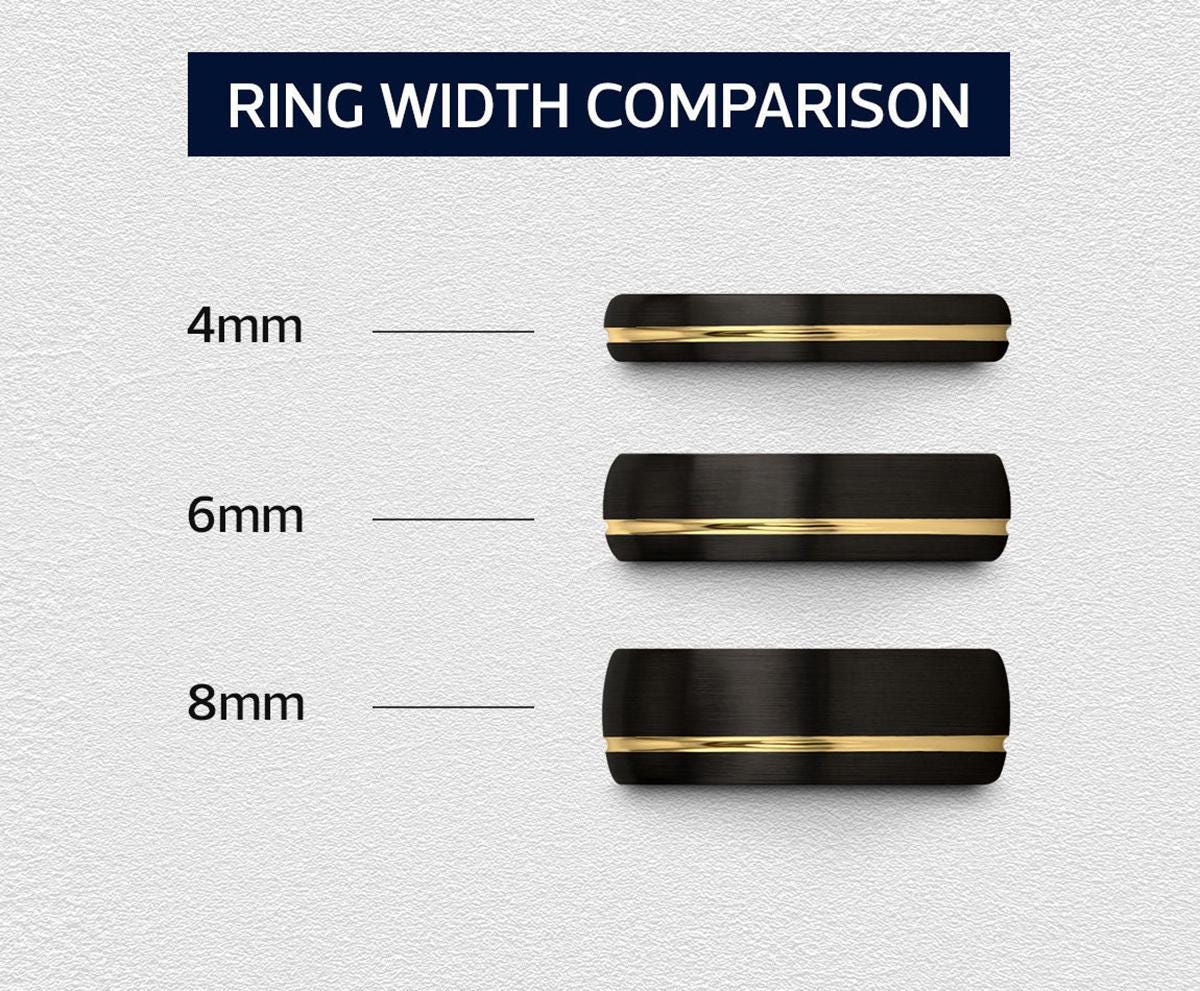 Domed Wedding Band Set His And Hers, Black Tungsten Ring, Offset Engraved Ring, Christmas Gifts For Mom, Anniversary Gifts For Girlfriend