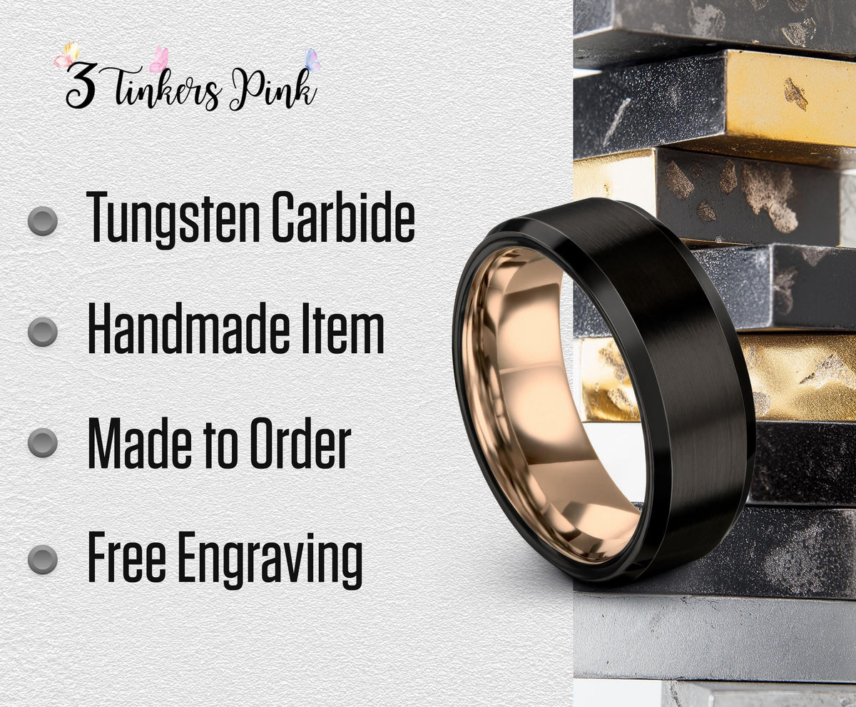 Mens Wedding Band Black, Matching Ring For Best Friend, Anniversary Gifts For Boyfriends, Personalized Gifts, Unique Couple Promise Ring