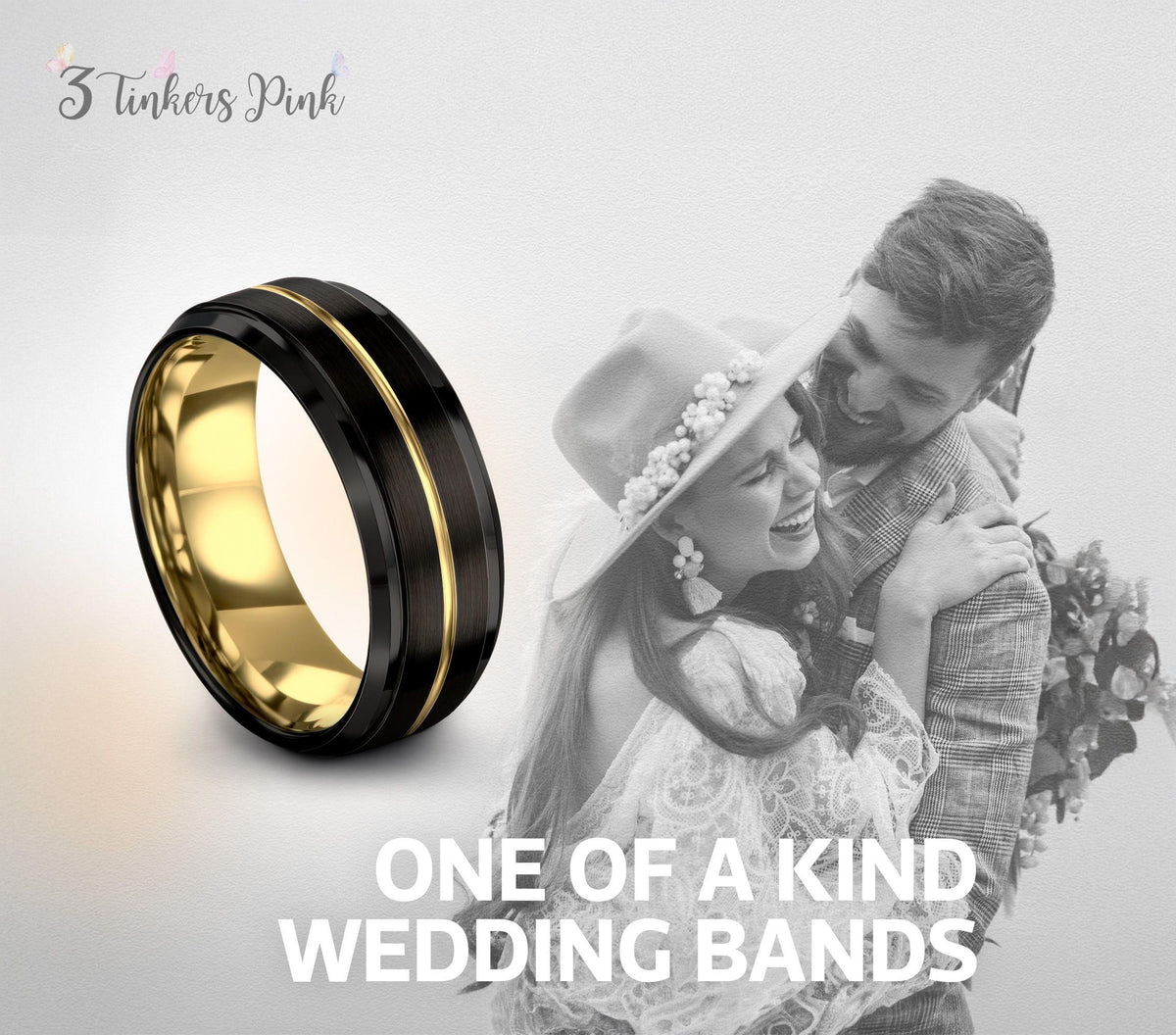 Mens Wedding Band,Mens Tungsten Wedding Band,Wedding Rings,His and Her Wedding Bands,Flat Gold Band,Black Friday,For,Gifts,Anniversary,First