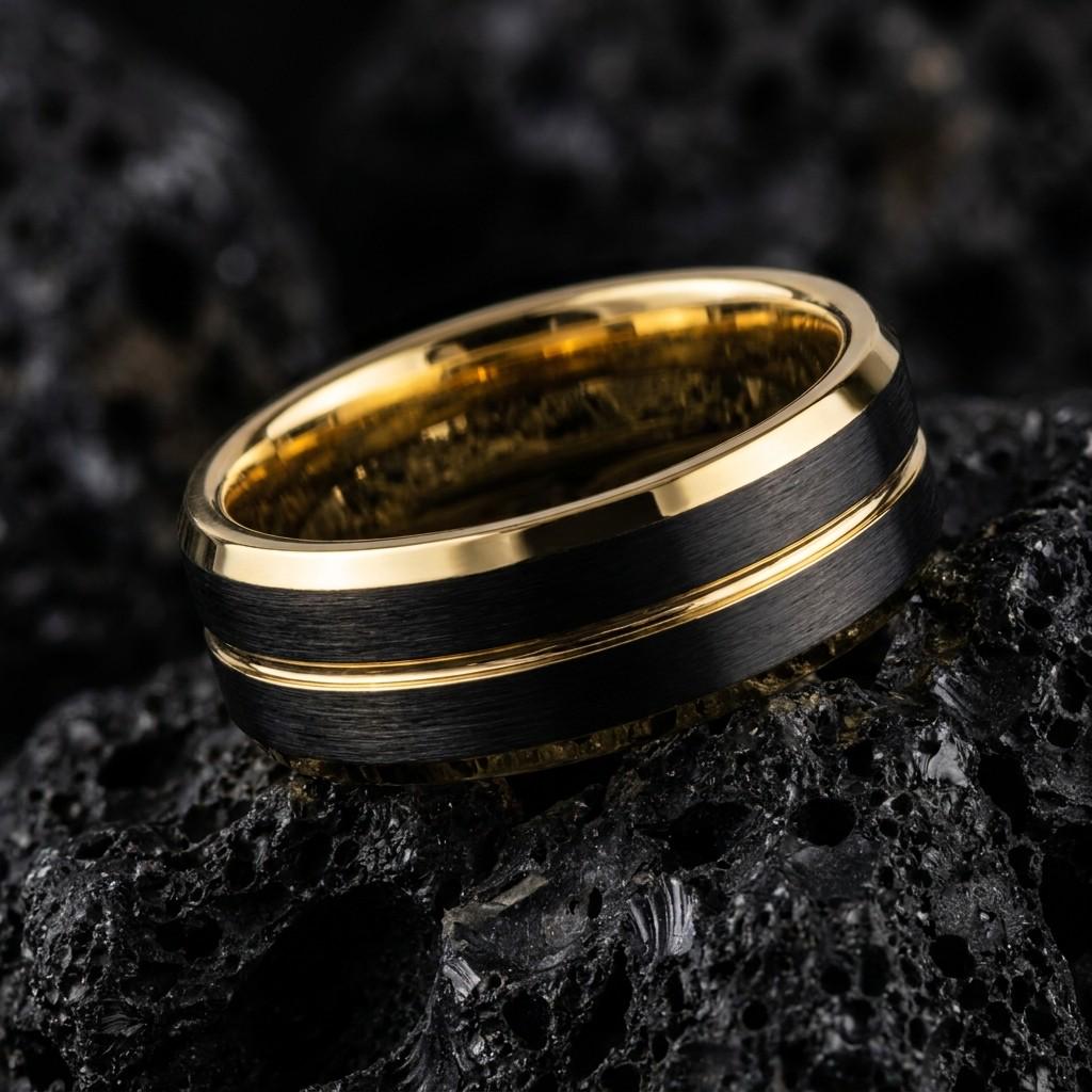 Tungsten Wedding Band,Mens Wedding Band Tungsten,Matching Wedding Bands,70Th Wedding Anniversary,Unique Gold Rings,Black Mens Wedding Band,8