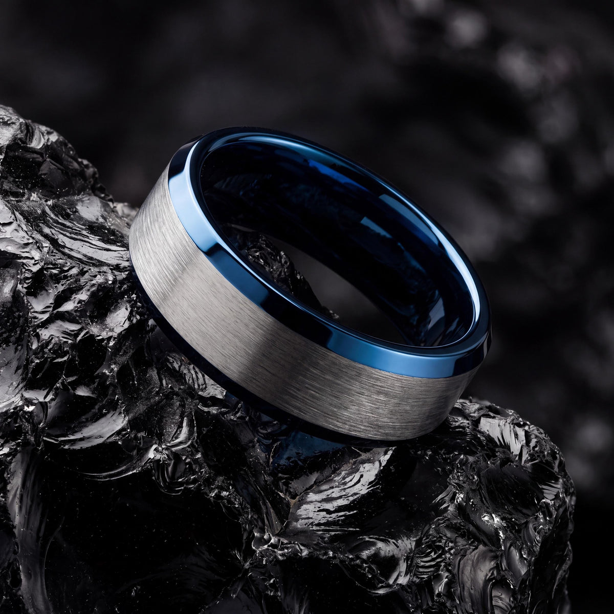 Mens Tungsten Wedding Band,Wedding Wedding Bands,Personalised Wedding,Mens Wedding Ring Silver And Blue,Silver Modern Ring,Blue Wedding Ring