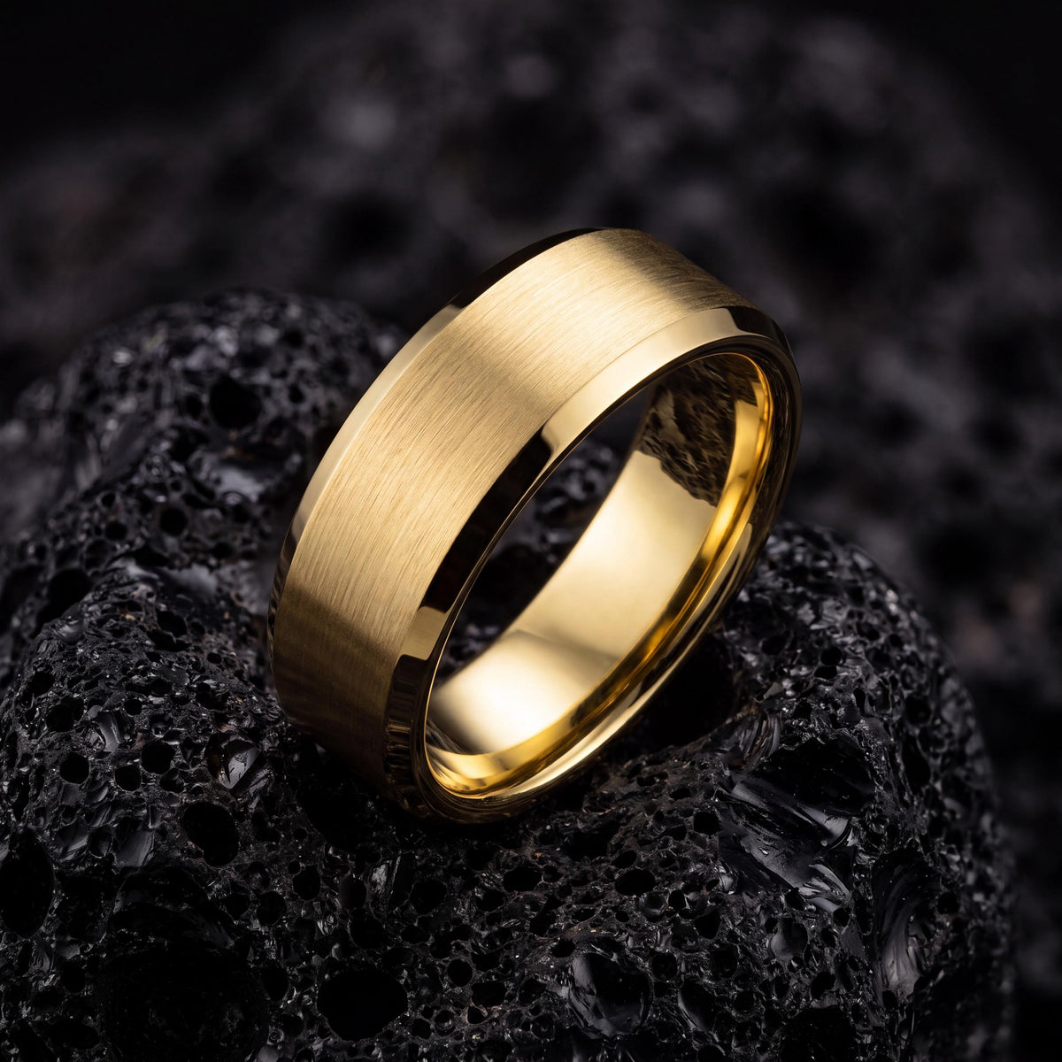 Yellow Gold Tungsten Wedding Ring, Mens Womens Wedding Band, Couple Promise Ring, Personalized Gifts For Couple, women, men, Tungsten