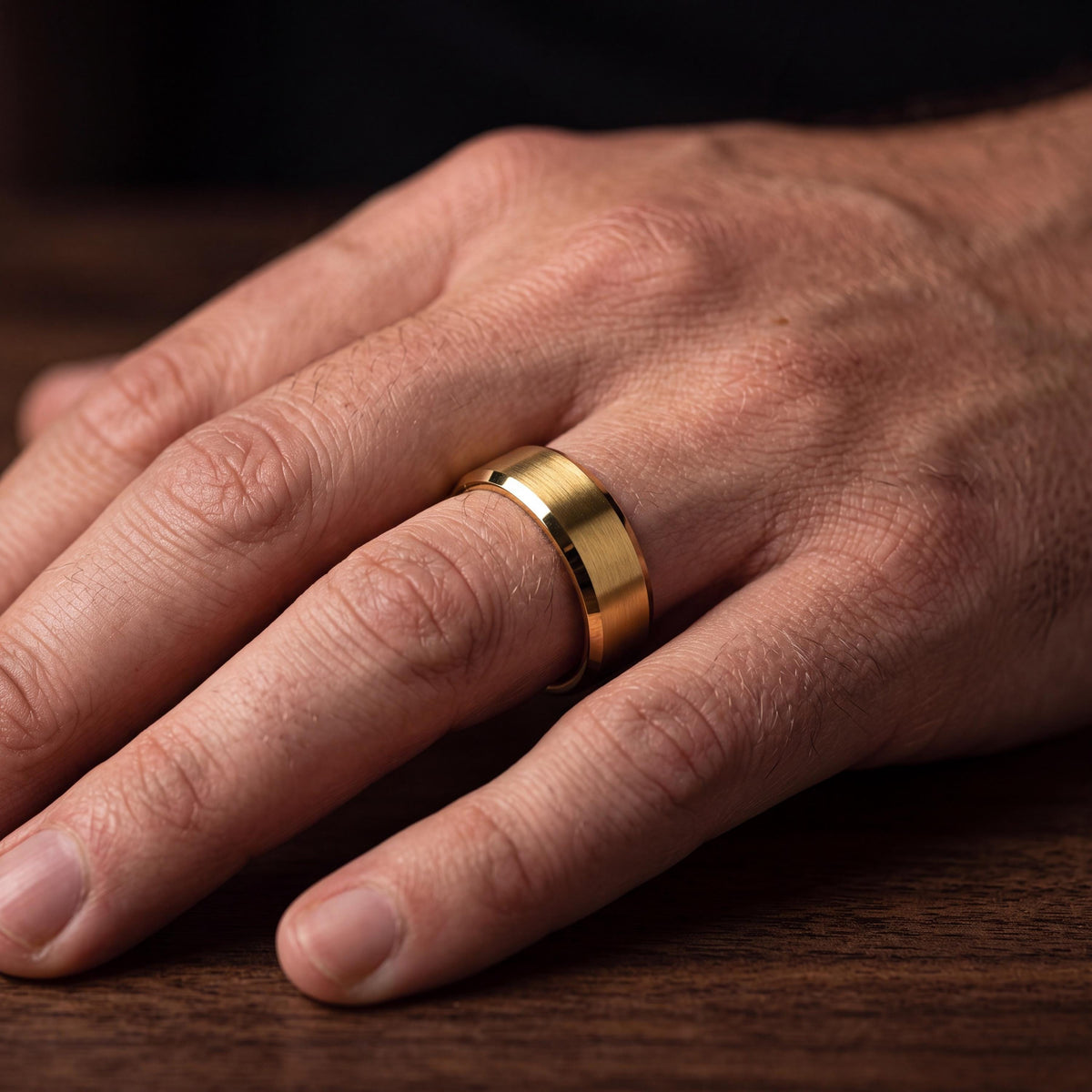 Yellow Gold Tungsten Wedding Ring, Mens Womens Wedding Band, Couple Promise Ring, Personalized Gifts For Couple, women, men, Tungsten