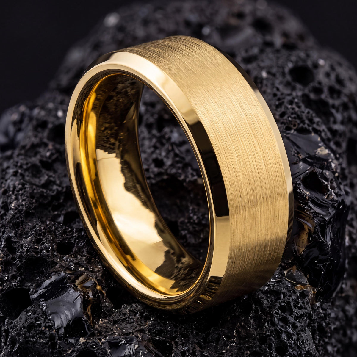 Yellow Gold Tungsten Wedding Ring, Mens Womens Wedding Band, Couple Promise Ring, Personalized Gifts For Couple, women, men, Tungsten