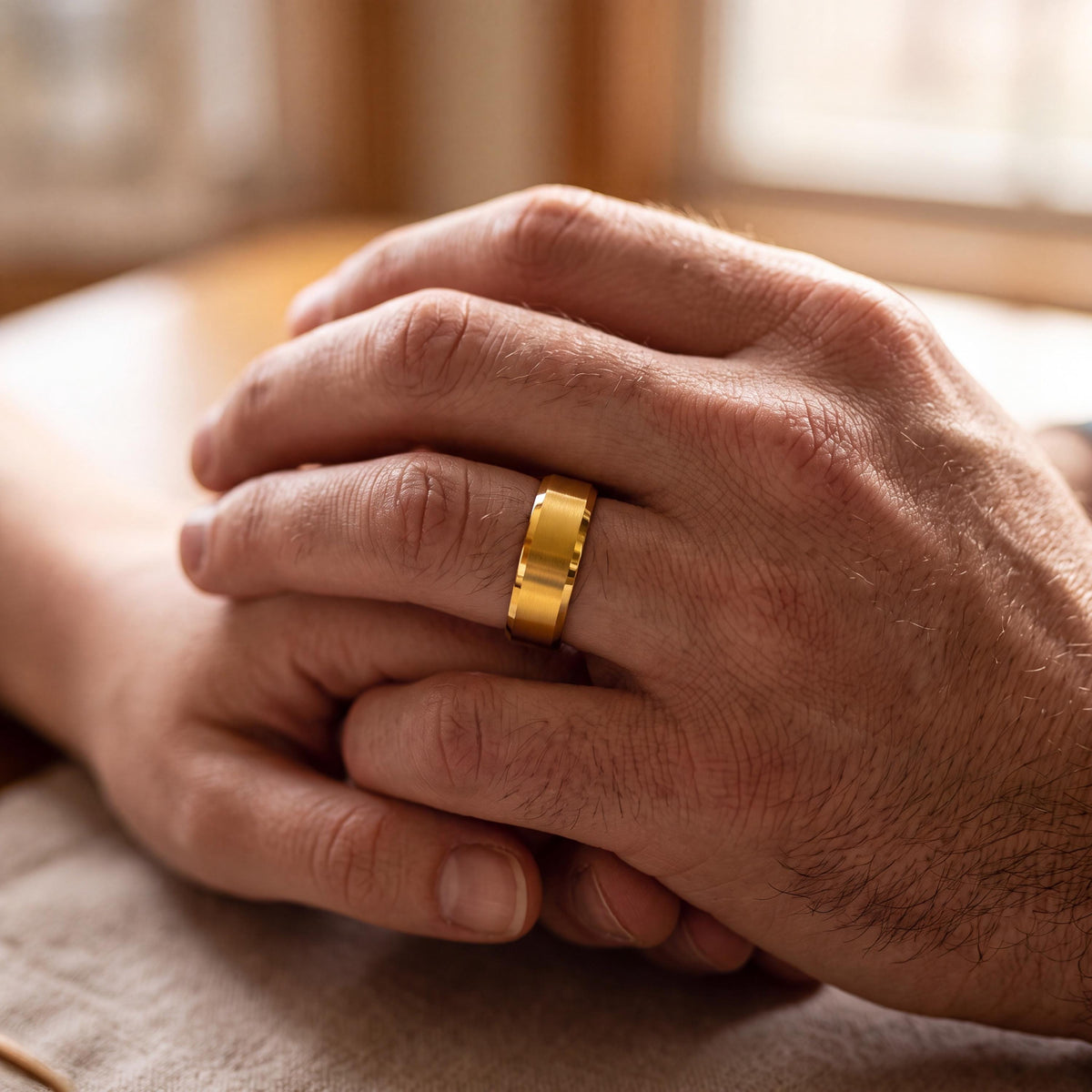 Yellow Gold Tungsten Wedding Ring, Mens Womens Wedding Band, Couple Promise Ring, Personalized Gifts For Couple, women, men, Tungsten