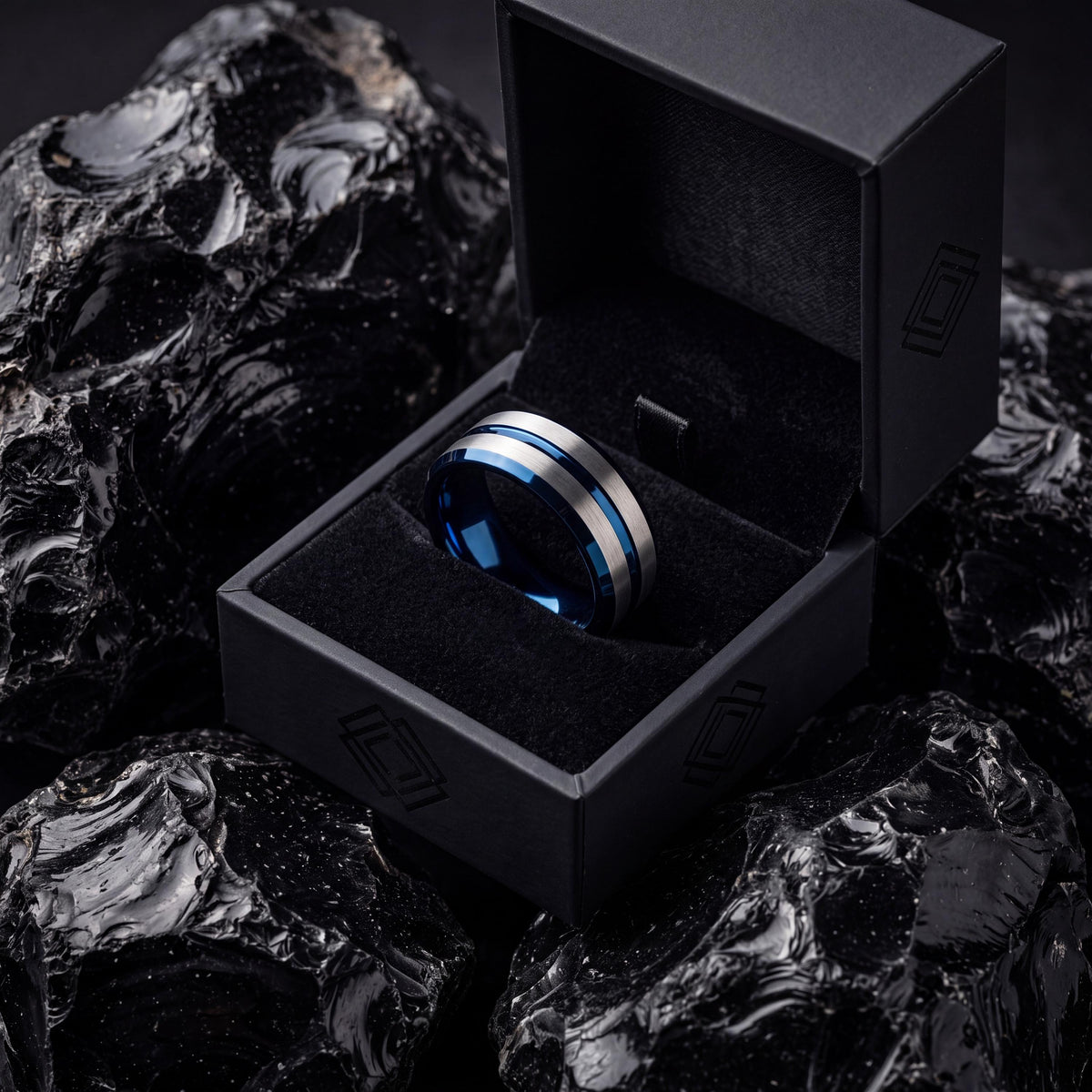 Tungsten Wedding Band,Mens Tungsten Wedding Band,Womens Wedding Band,Thin Wedding Band,Blue and Silver Ring,Womens Silver Rings,Blue Ring,10