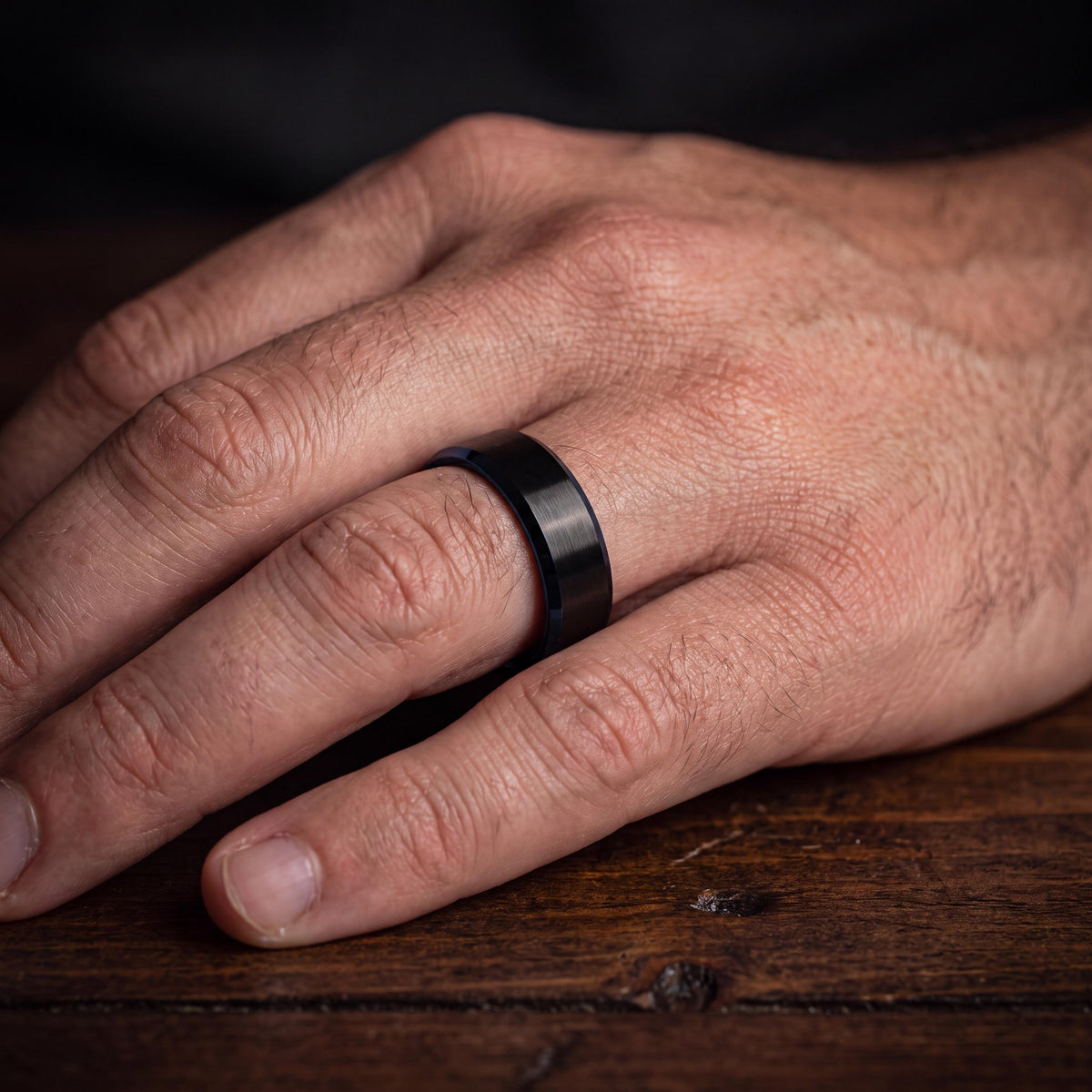 Mens Wedding Ring Blue, Brushed Black Tungsten Ring 6mm, Engagement Ring, Couple Promise Ring, Personalized Gifts for Her, Ring for Wife
