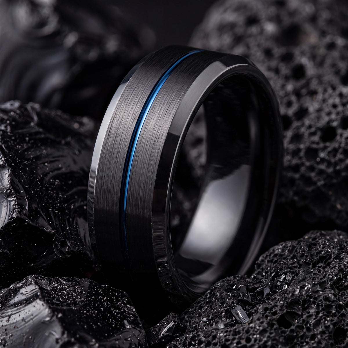 Mens Wedding Band,Mens Tungsten Wedding Band,Curved Wedding Band,Wedding Band Mens,Silver Mens Rings,Black Rings Women,Dusty Blue Wedding,10