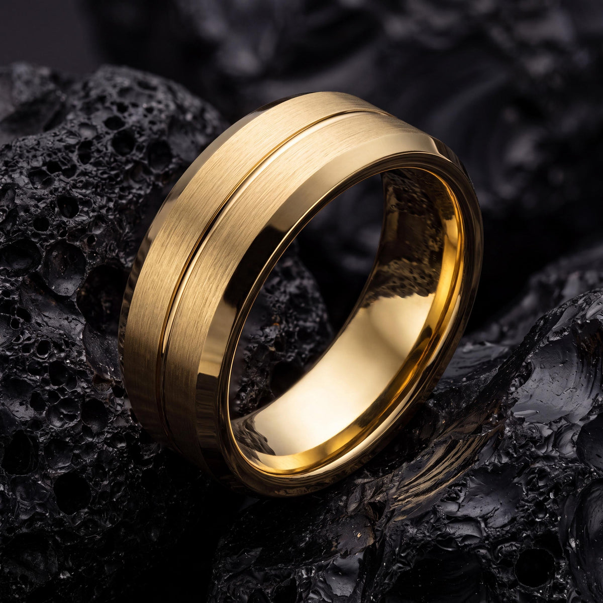 Tungsten Wedding Band,Mens Wedding Band Tungsten,Wedding Ring Set His and Hers,Womens Wedding Ring,Mens Wedding Flat Band 18K Yellow Gold,10