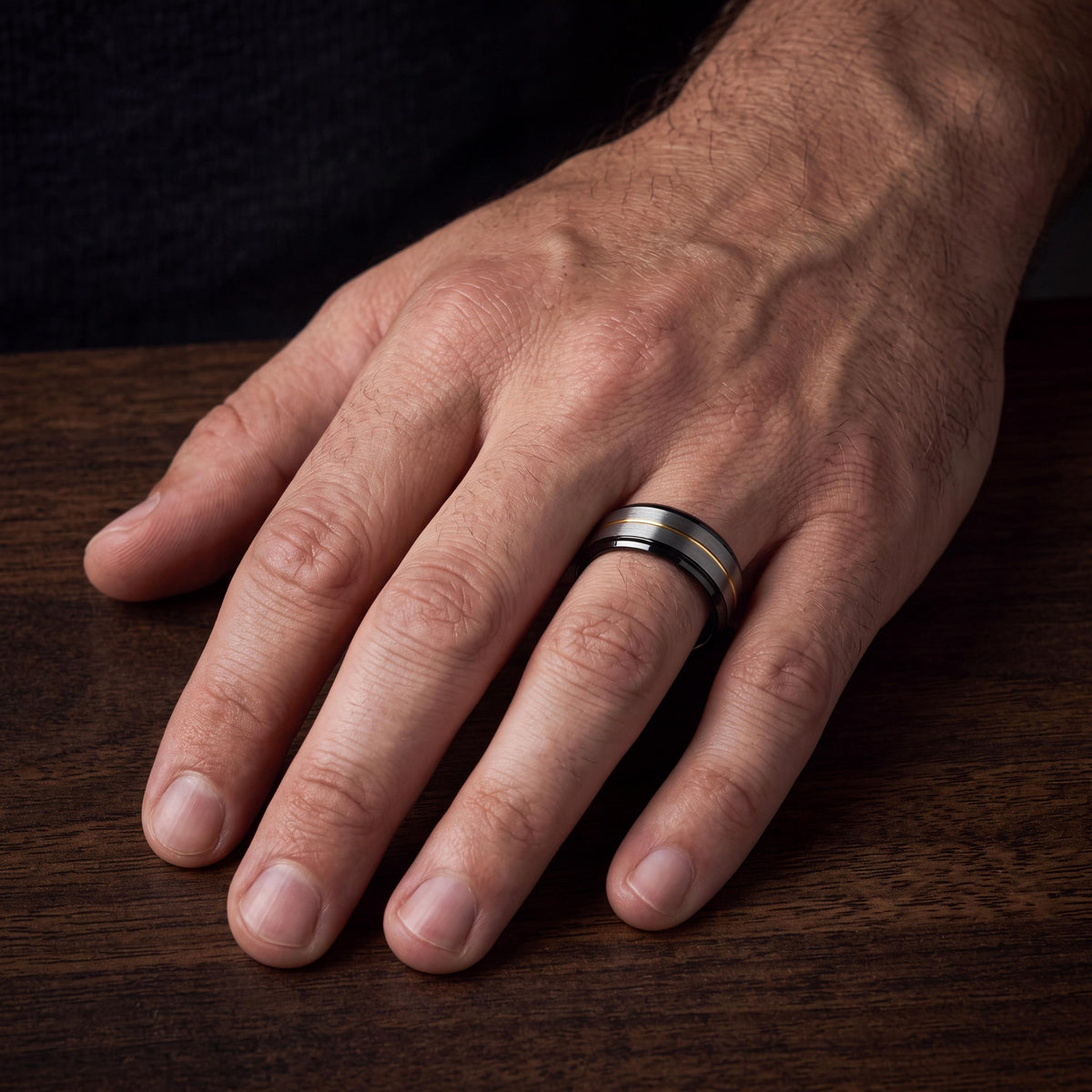 Tungsten Wedding Band,Wedding Band Set His And Hers,Unique Mens Wedding Bands,Hammered Gold Ring,Mens Gray Tungsten Ring,Mens Rings Black,10