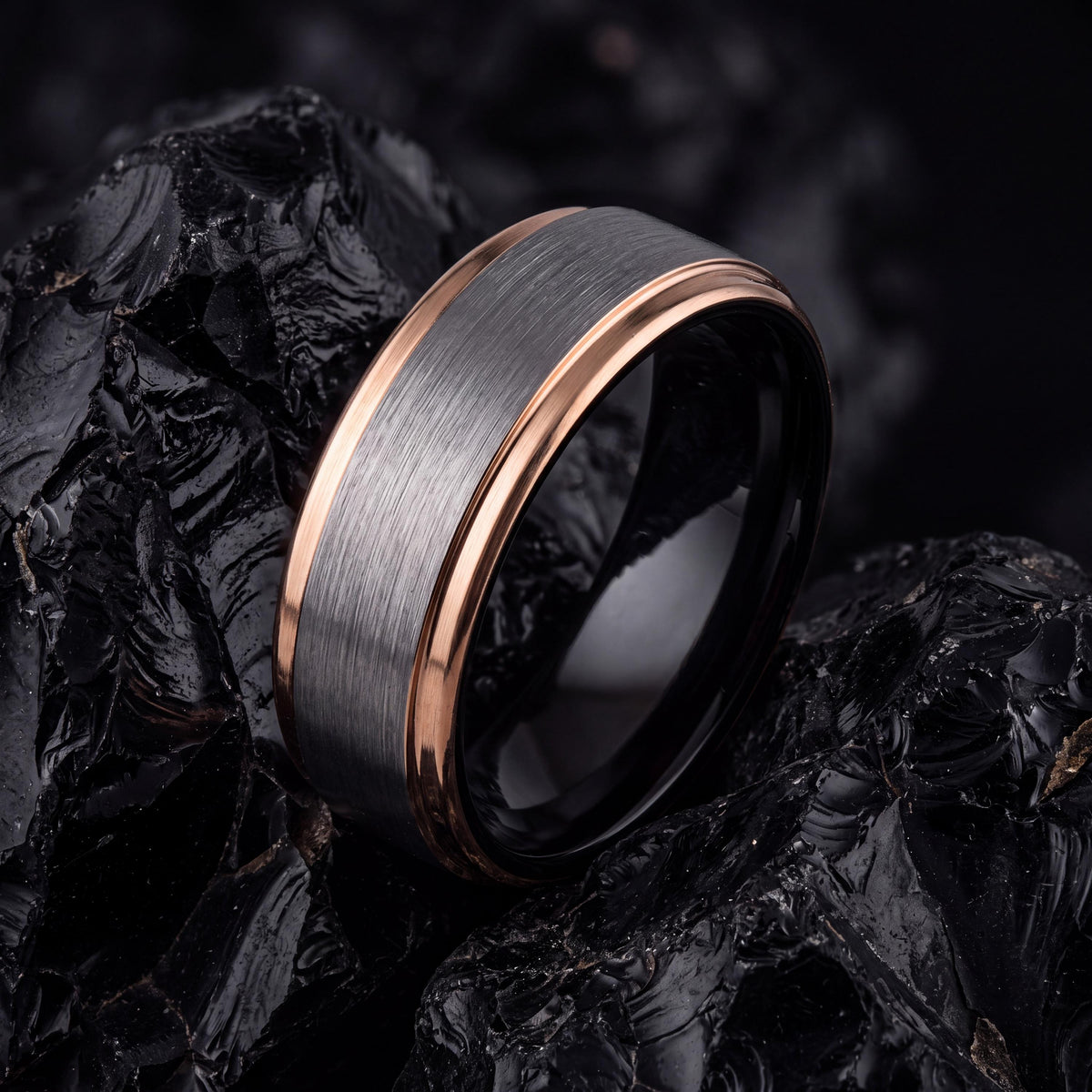 Tungsten Wedding Band,Wedding Band Men,Curved Wedding Bands Women,Black Rose,Silver Stacking Ring,Tungsten Ring Rose Gold,Mens Black Rings,1