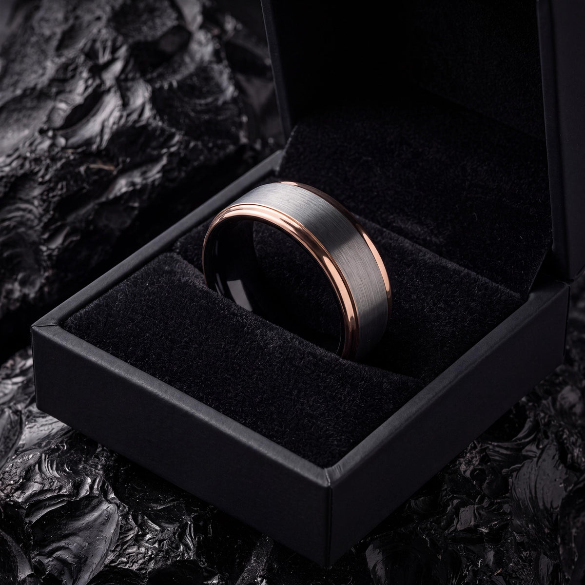 Tungsten Wedding Band,Wedding Band Men,Curved Wedding Bands Women,Black Rose,Silver Stacking Ring,Tungsten Ring Rose Gold,Mens Black Rings,1