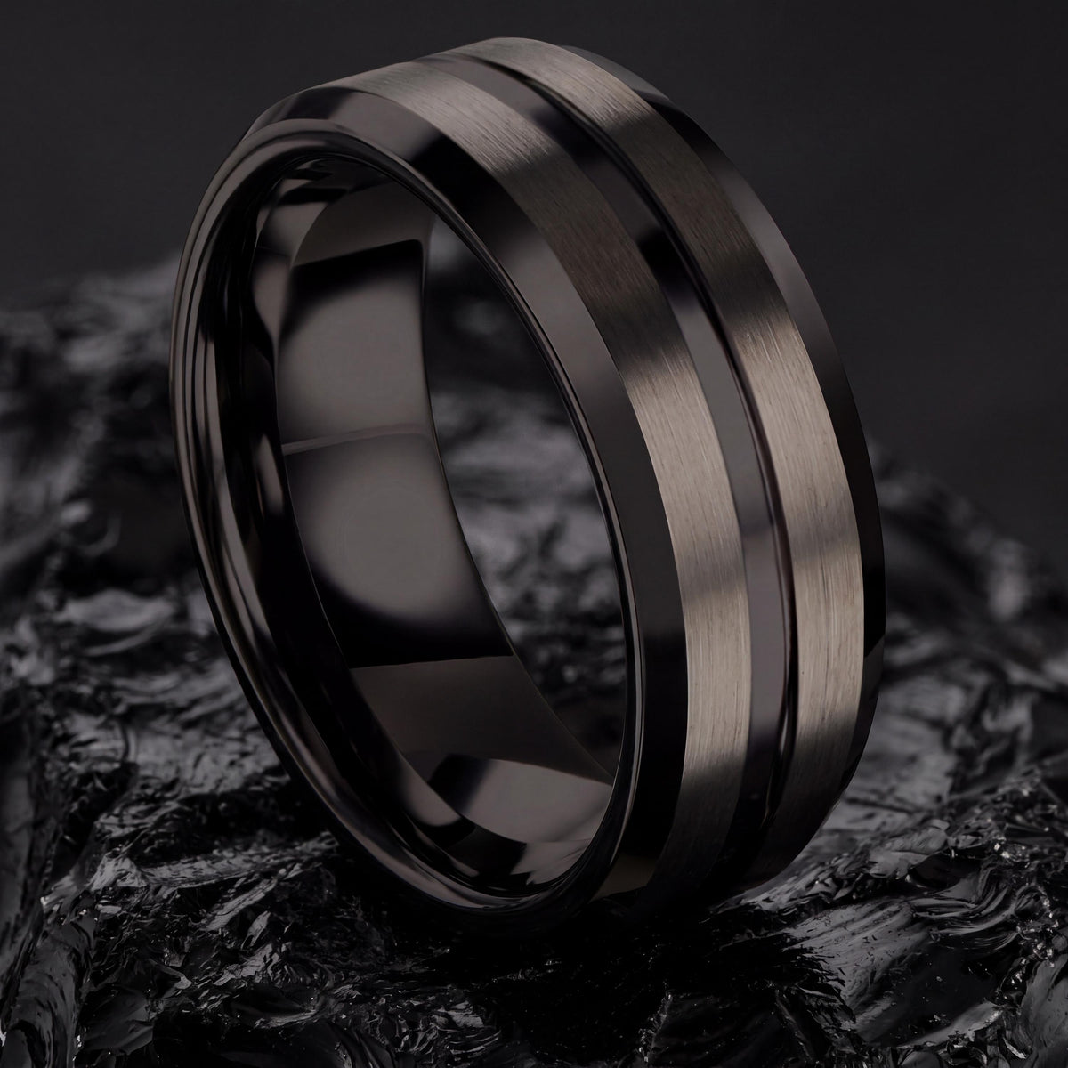 Wedding Ring,Tungsten Wedding Band,Matching Wedding Bands,Wedding Bands Minimalist,Male Wedding Band Gunmetal 6mm,Mens Wedding Band Black,10