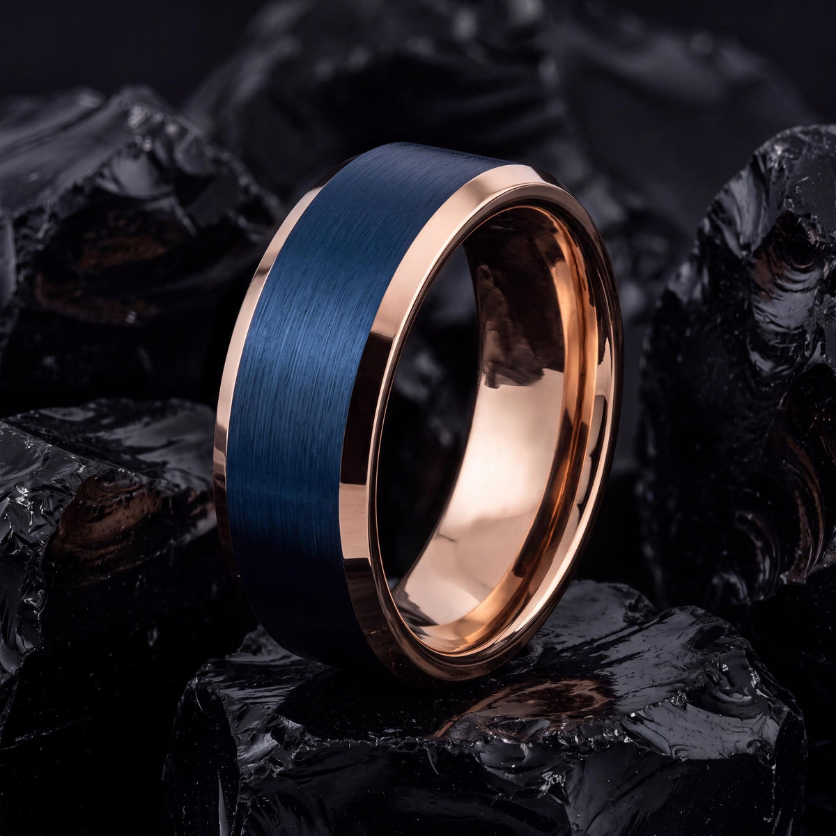 Mens Wedding Band,Tungsten Wedding Band,Matching Wedding Bands,Wedding Band Set His and Hers Unique,Rosegold,Blue Wedding Bands,For,Gifts,10