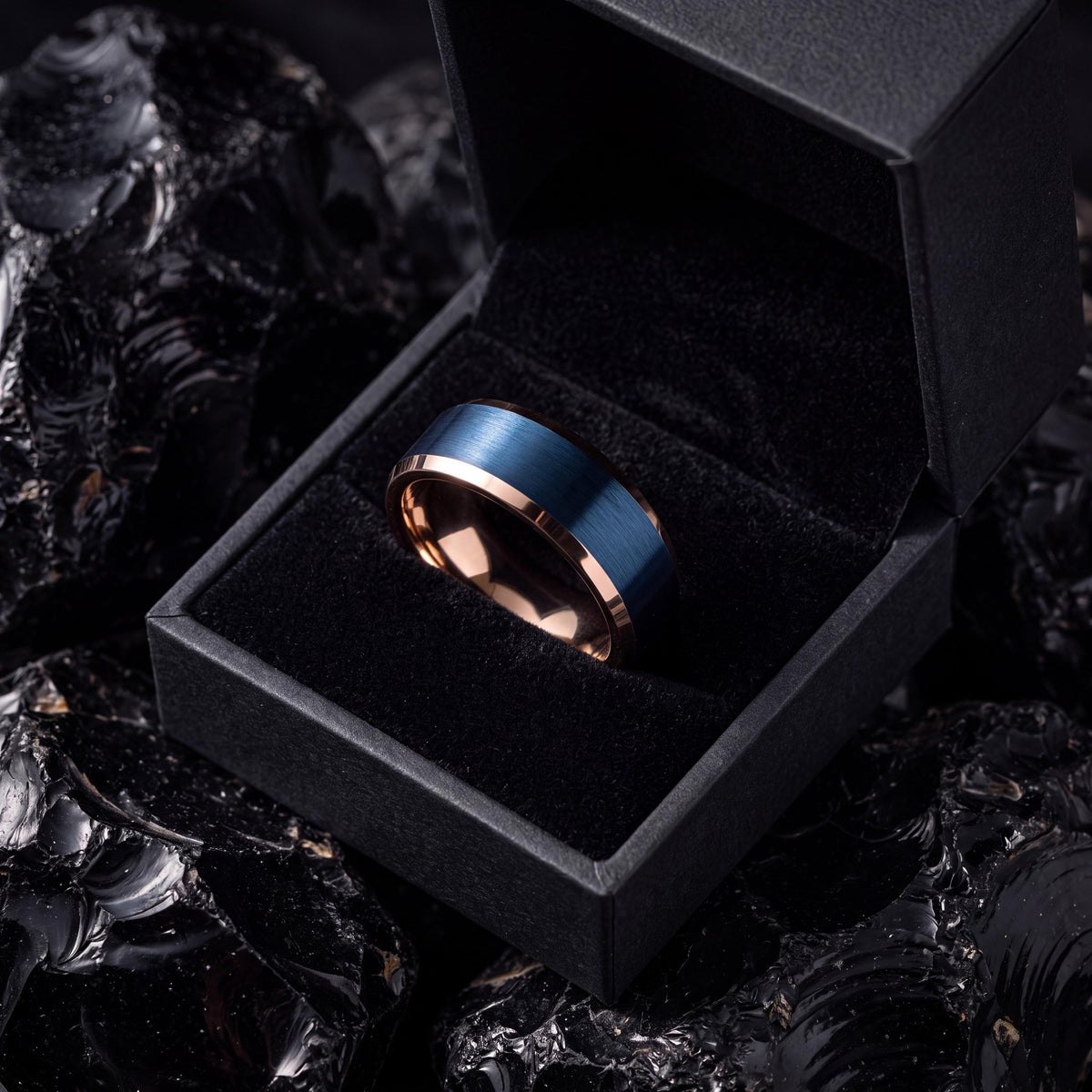 Mens Wedding Band,Tungsten Wedding Band,Matching Wedding Bands,Wedding Band Set His and Hers Unique,Rosegold,Blue Wedding Bands,For,Gifts,10