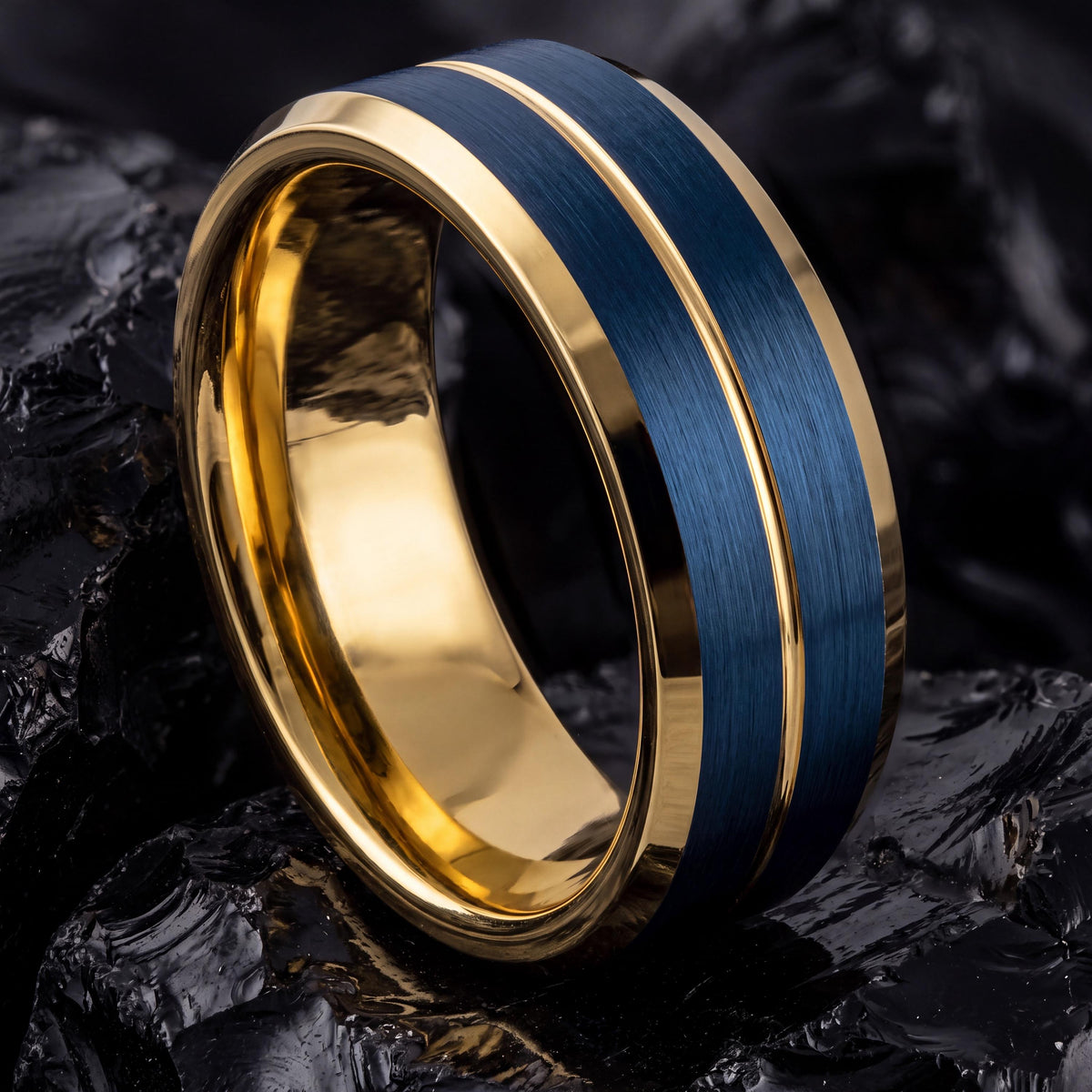 Wedding Ring,Tungsten Wedding Band,Matching Wedding Bands His And Hers,Personalised Wedding,Real Gold Personalized Ring,Blue Wedding Ring,10