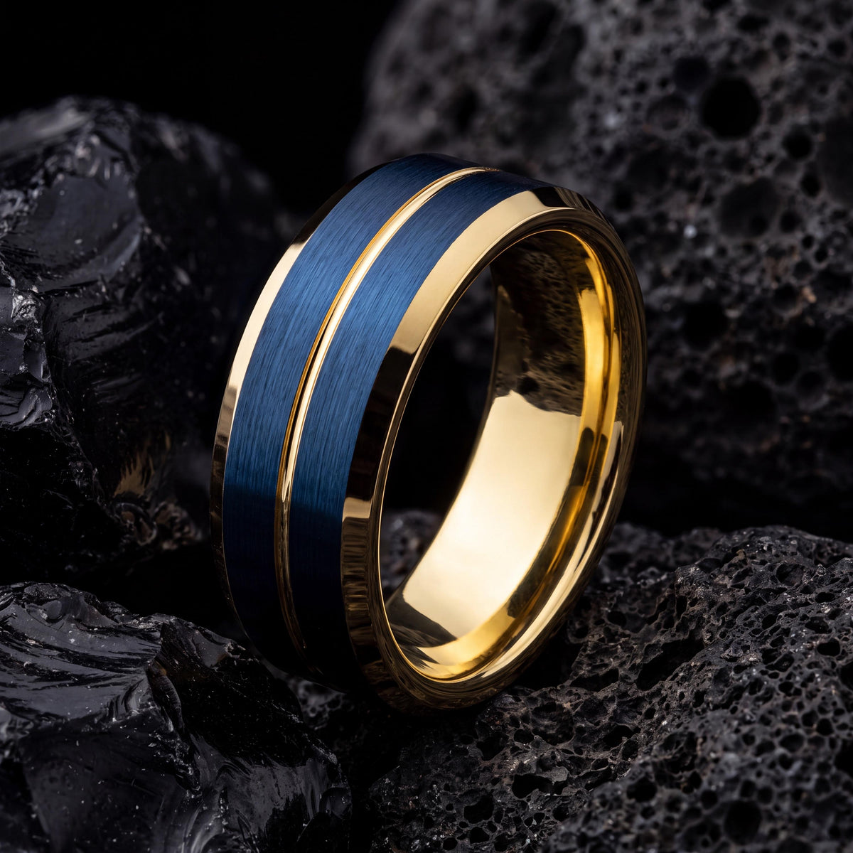 Wedding Ring,Tungsten Wedding Band,Matching Wedding Bands His And Hers,Personalised Wedding,Real Gold Personalized Ring,Blue Wedding Ring,10