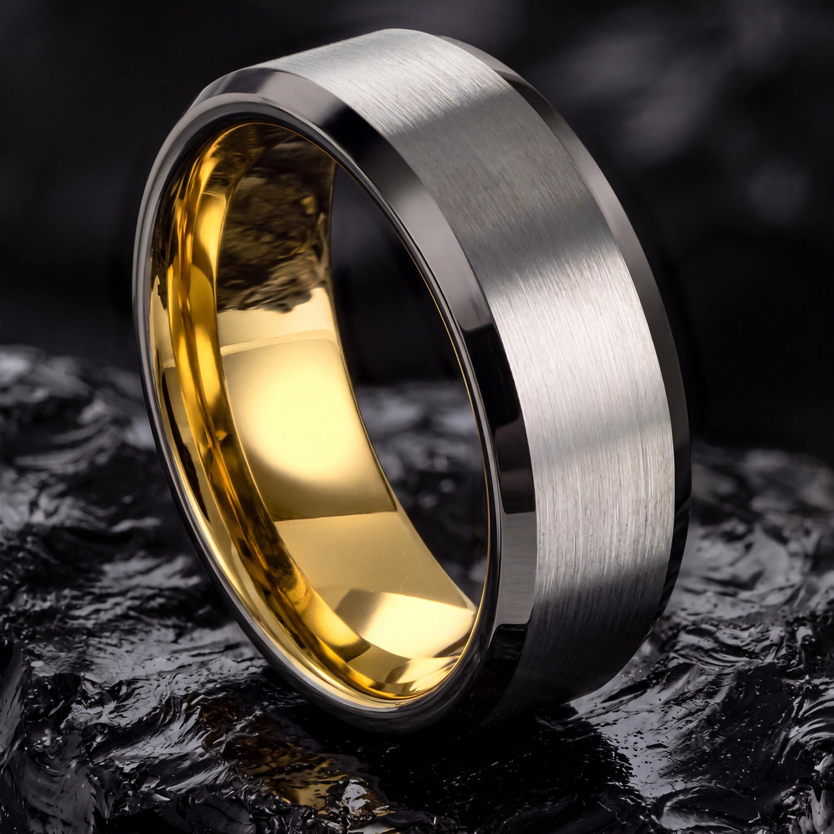 Mens Wedding Band Tungsten,Wedding Ring Set His and Hers,Male Wedding Band,Gunmetal Men Wedding Band,18K Gold Engagement Ring,Silver Ring,10