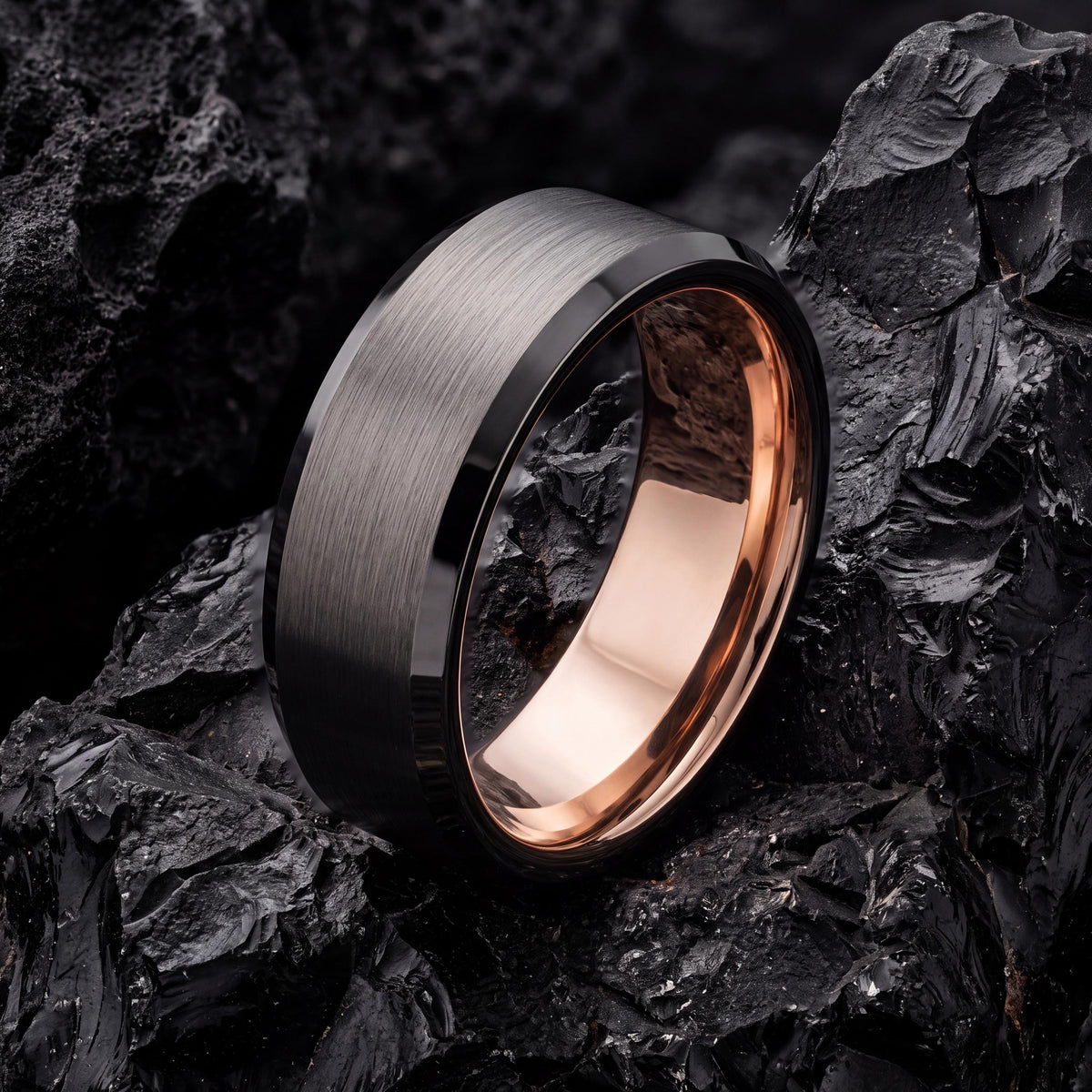Mens Wedding Band Tungsten,Unique Wedding Rings,Mens 6Mm Two Tone Wedding Band,Male Wedding Band Gunmetal 6mm,Rose Gold Wedding Band Women,8